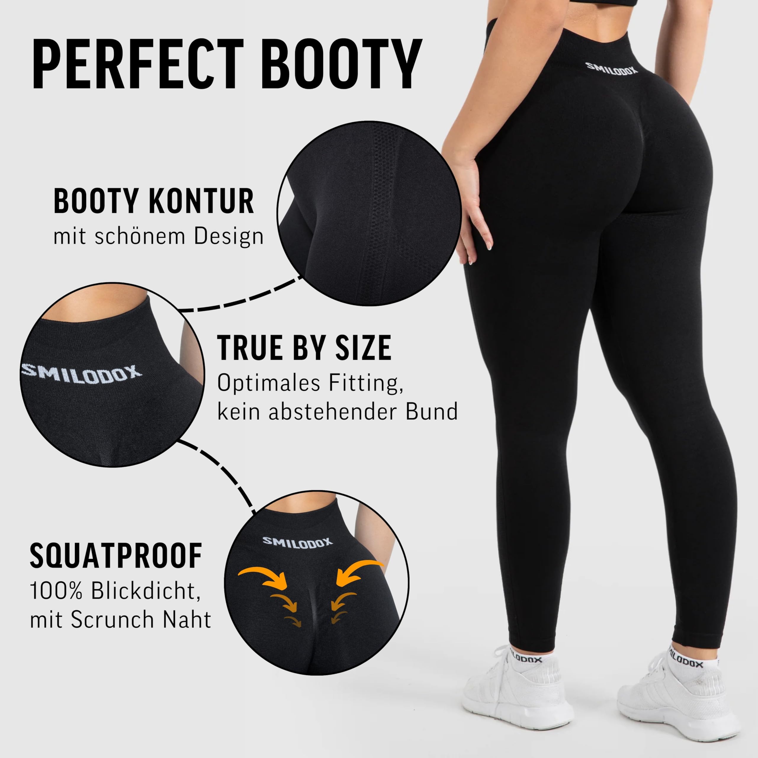 SMILODOX Leggings Damen Booty Scrunch Cetrina, High Waist Seamless Sporthose, Push-up Booty Leggins Blickdicht, Yogahose Damen für Sport Yoga Fitness Gym Workout