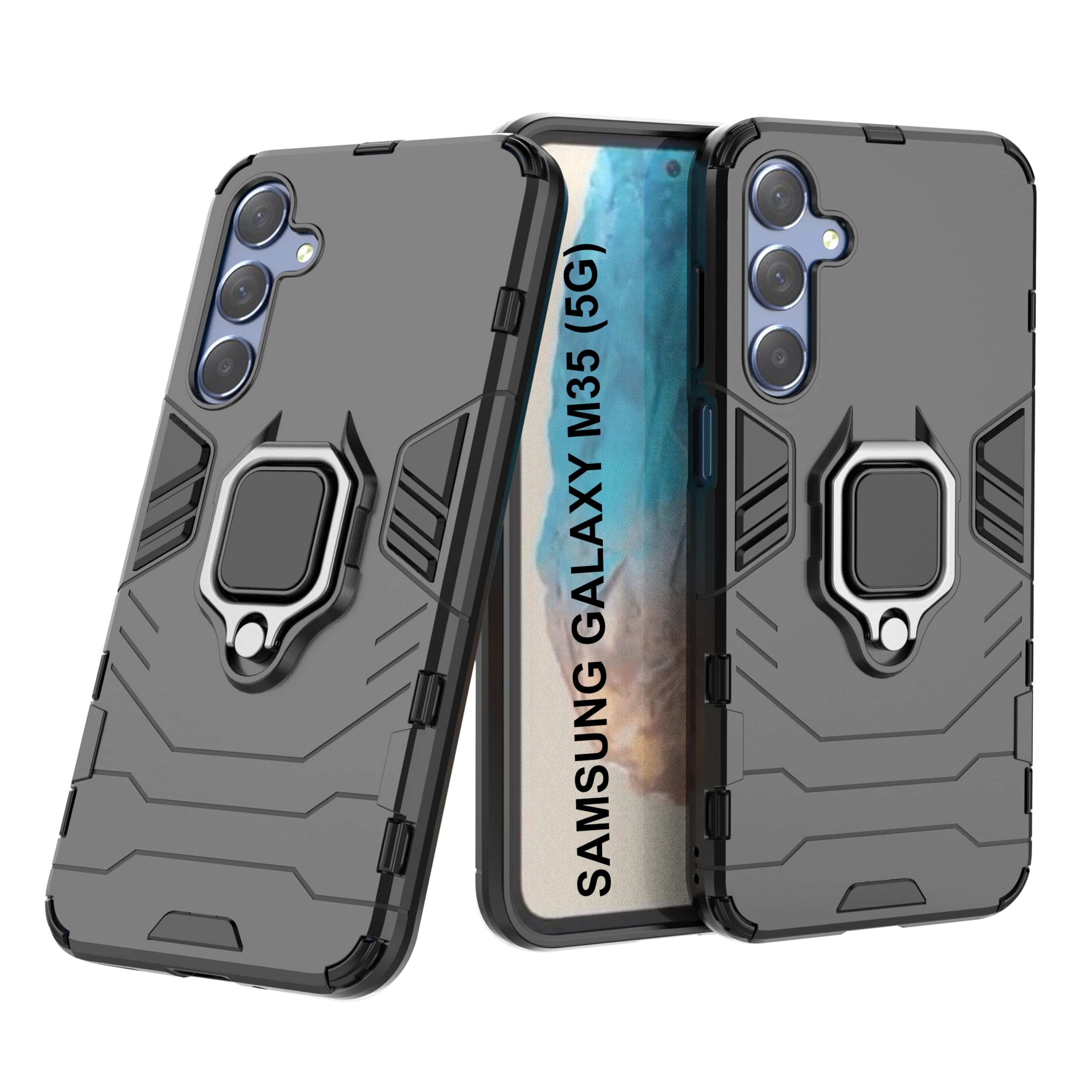 CEDO Rugged Samsung Galaxy M35 (5G) Defender Case | Rotating Ring Holder & Kickstand in-Built | Military Grade Armor | Bumper Back Cover (Black) (B0DF66XXSK) Amazon Price History, Amazon Price Tracker
