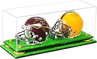 Vista 87 de Better Display Cases Acrílico 2 Mini casco de fútbol (no tamaño completo) vitrina con base de césped transparente (V46/A019)
