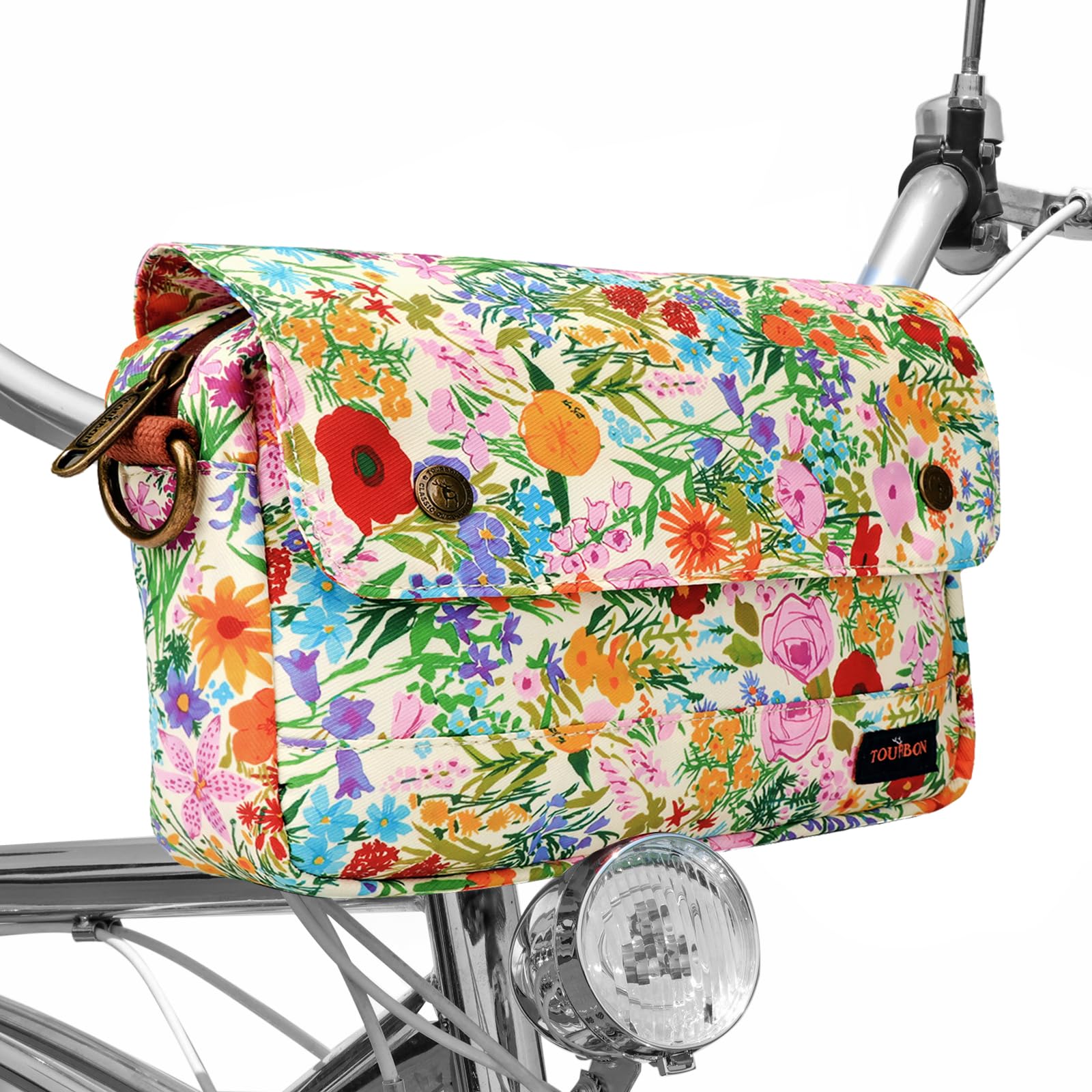 TOURBN TOURBON Waterproof Canvas Bike Panniers Bicycle Pouch Handlebar Bag Flower Pattern