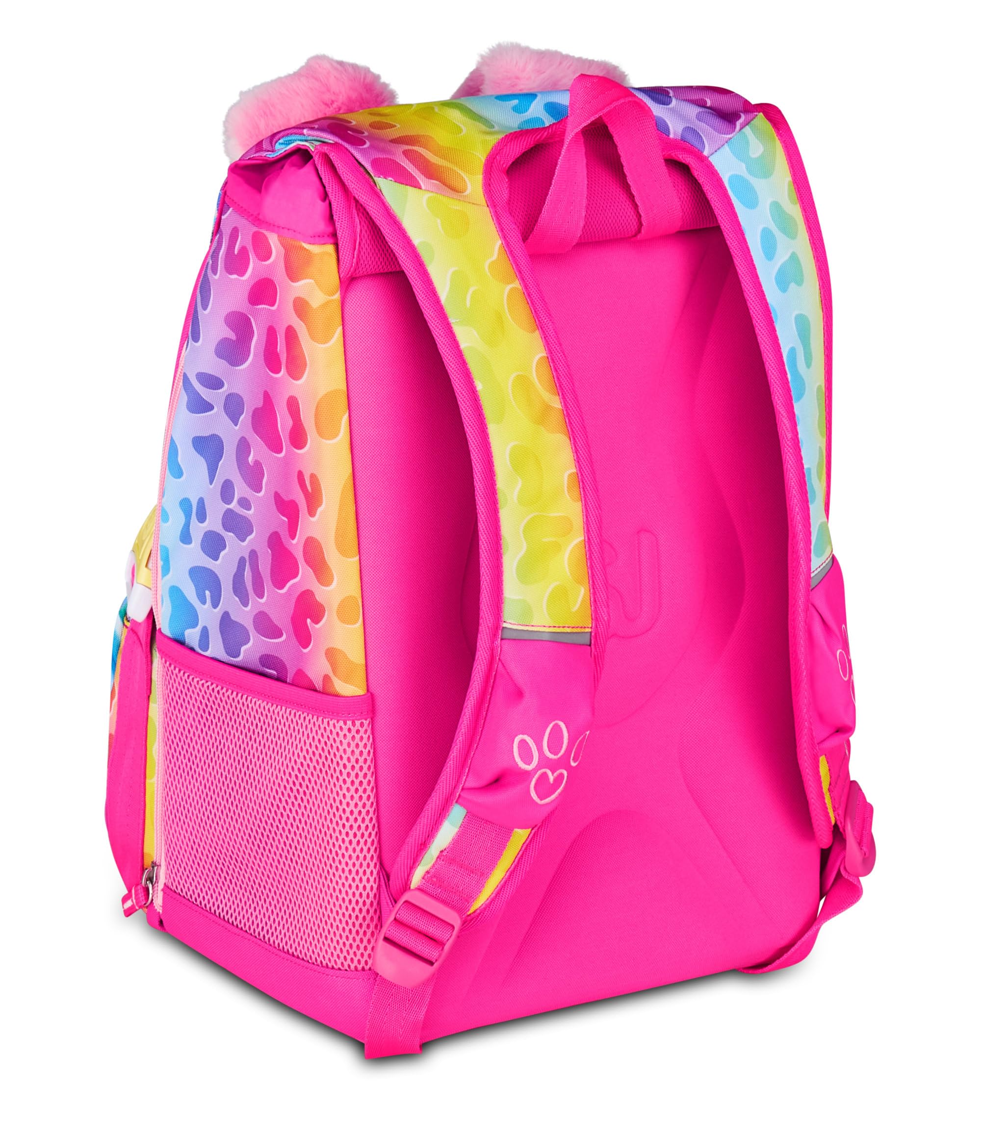 SJ GANG STYLE JAM GANG Zaino Scuola Estensibile Big, Fucsia, Zaino con Divisorio Interno, Tasca Superiore con Orecchie in Peluche, Tasca per Borraccia, 24 L, Zaino Scuola Elementare, Bambina
