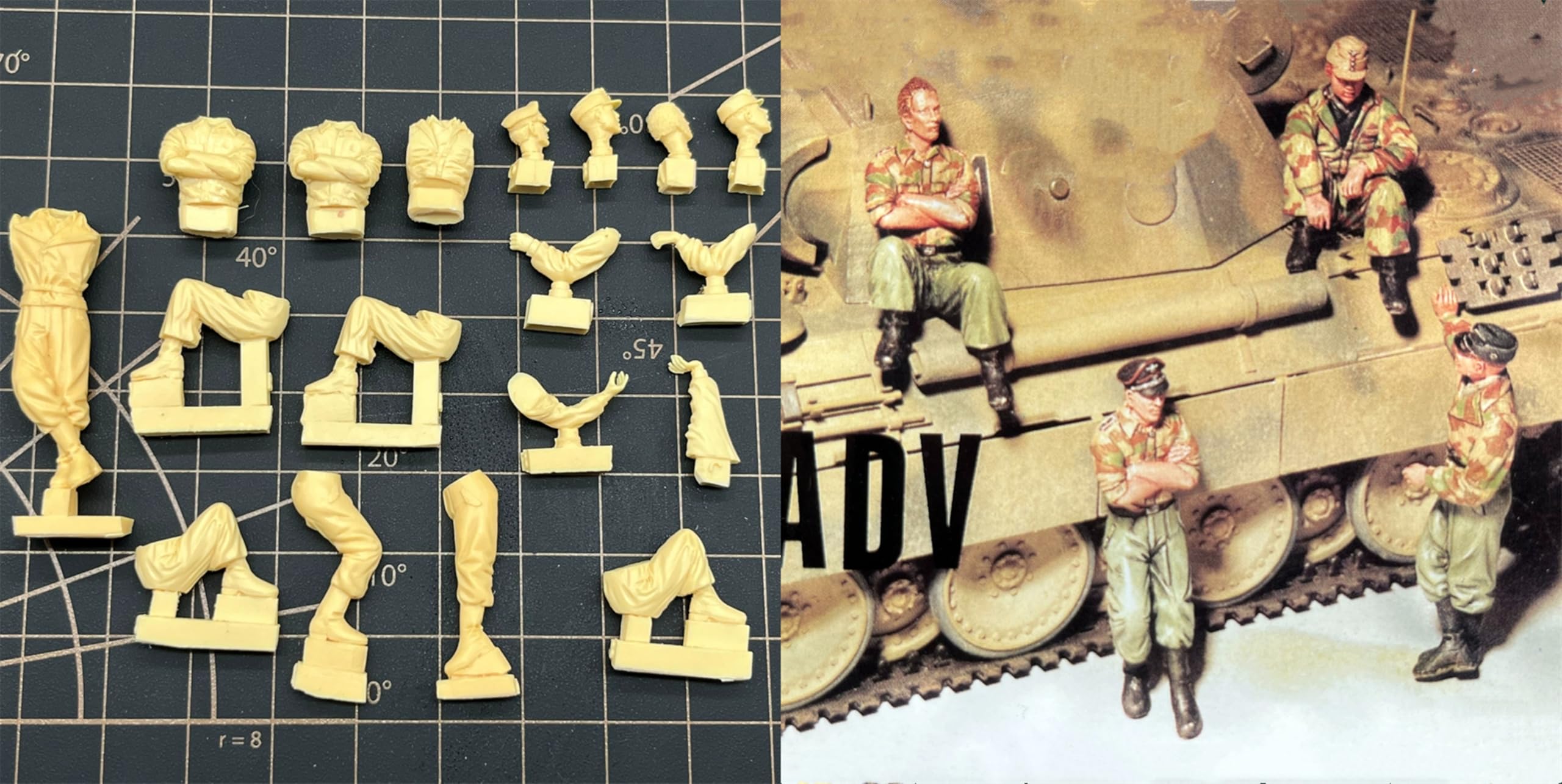 TRUEGRIS 1/35 WWII German Tank Soldier Resin Model Kit Unpainted and Unassembled (4 people, no tank) //k5w3J7