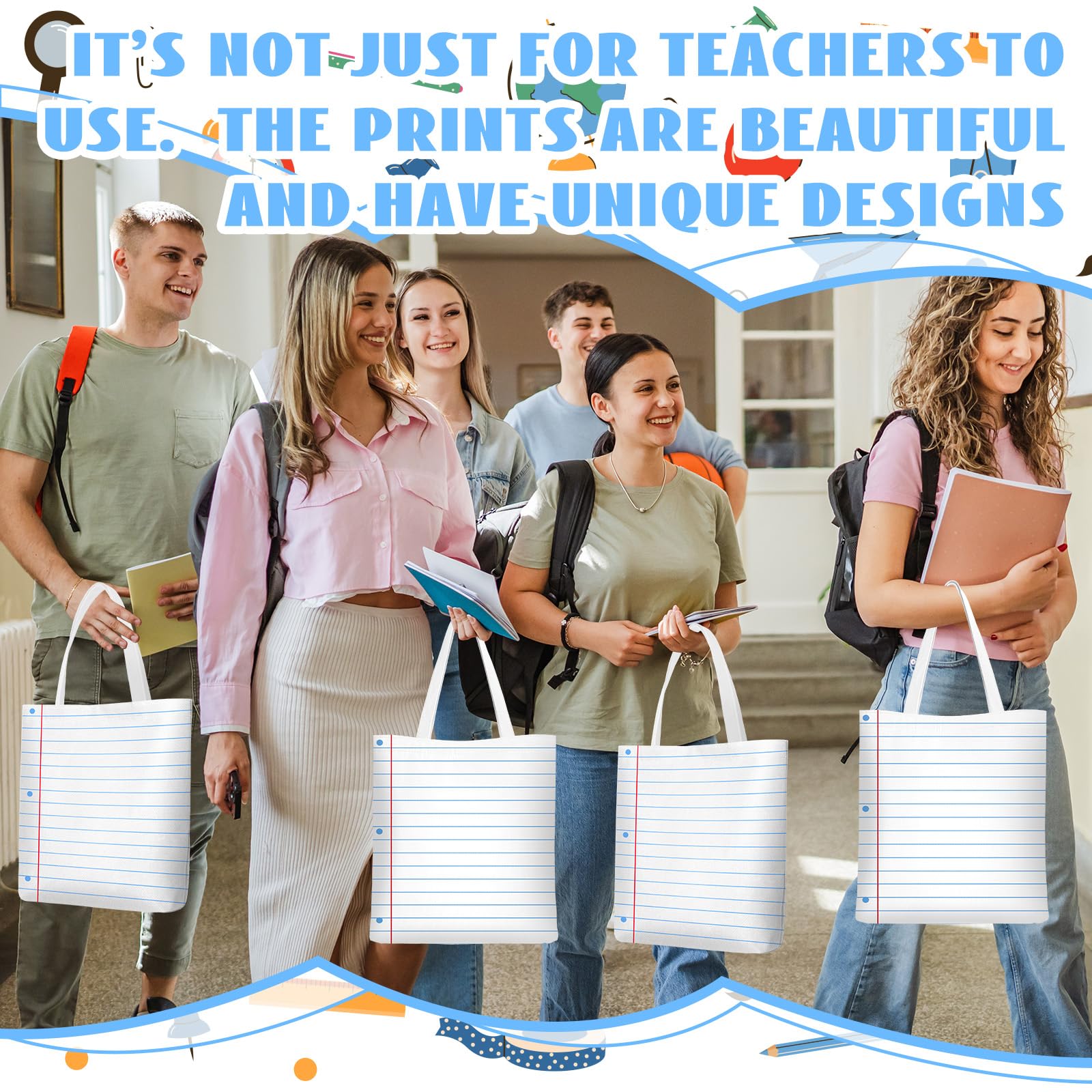 Borsa in tela per appunti con scritta "Thank You" (lingua italiana non garantita), regalo per insegnanti, per feste in ufficio