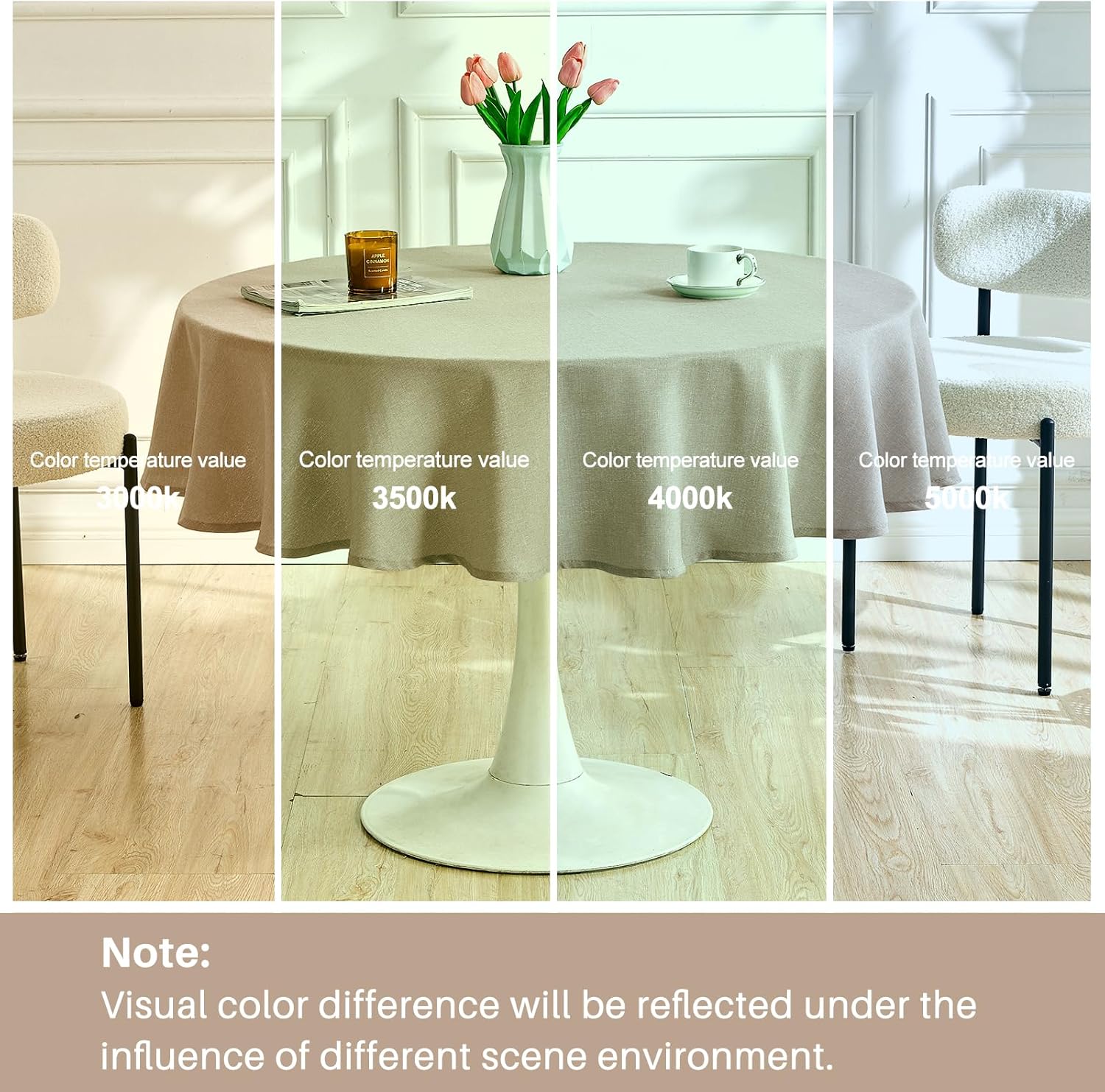 AUSSPVOCT 2 Pcs Textured Round Tablecloth 60 Inch for Dia 38’’ Tables - Waterproof Washable Wipeable Table Cloth Fabric Dining Table Cover for Birthday Party Farmhouse Outdoor Kitchen Tabletop Cover