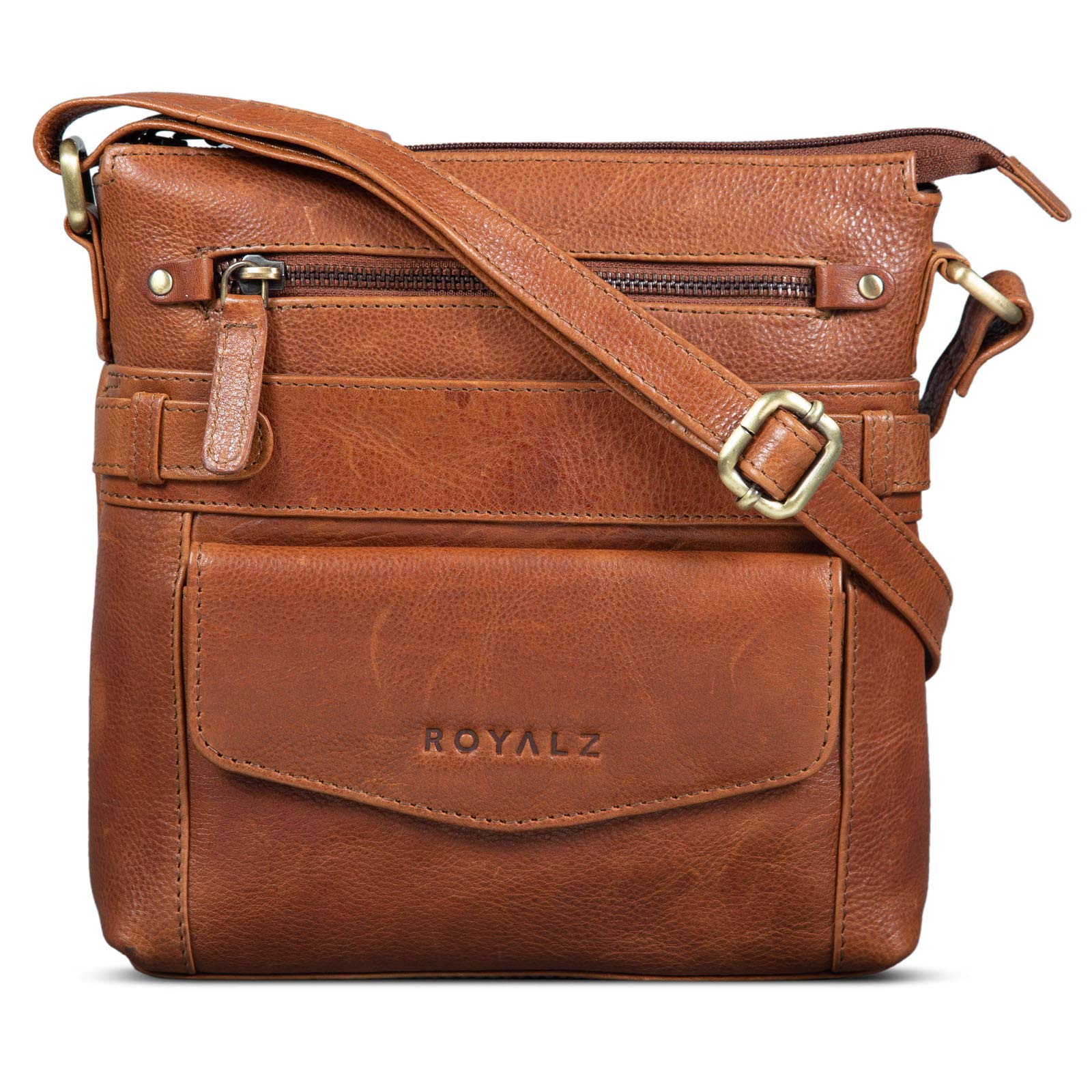 ROYALZ Borsello uomo Tracolla in Pelle Piccolo Borsa a Spalla vero Cuoio Stile Vintage di Qualità per Tablet da 9.7 Pollici