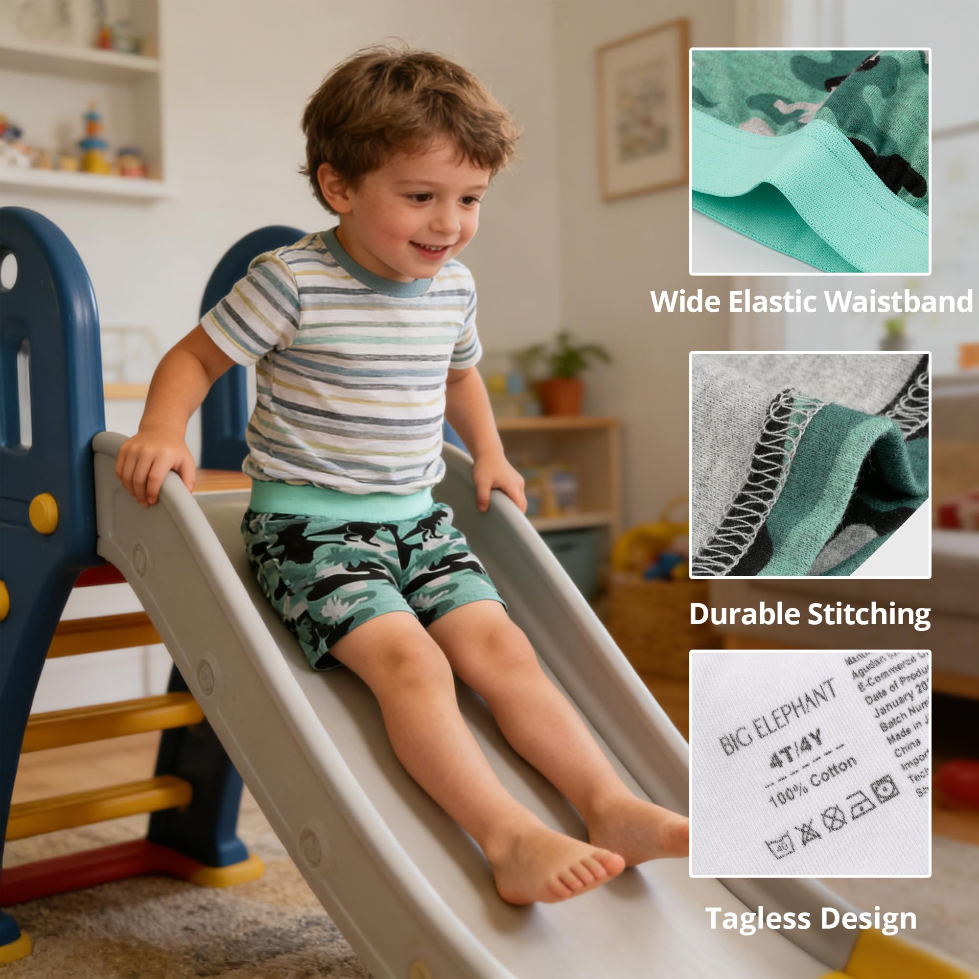 BIG ELEPHANT 6er-Pack Töpfchentraining Unterwäsche für Kleinkinder – 100% Baumwolle Lernhose für Jungen & Mädchen, Waschbare Trainingsunterhose im Boxer-Stil