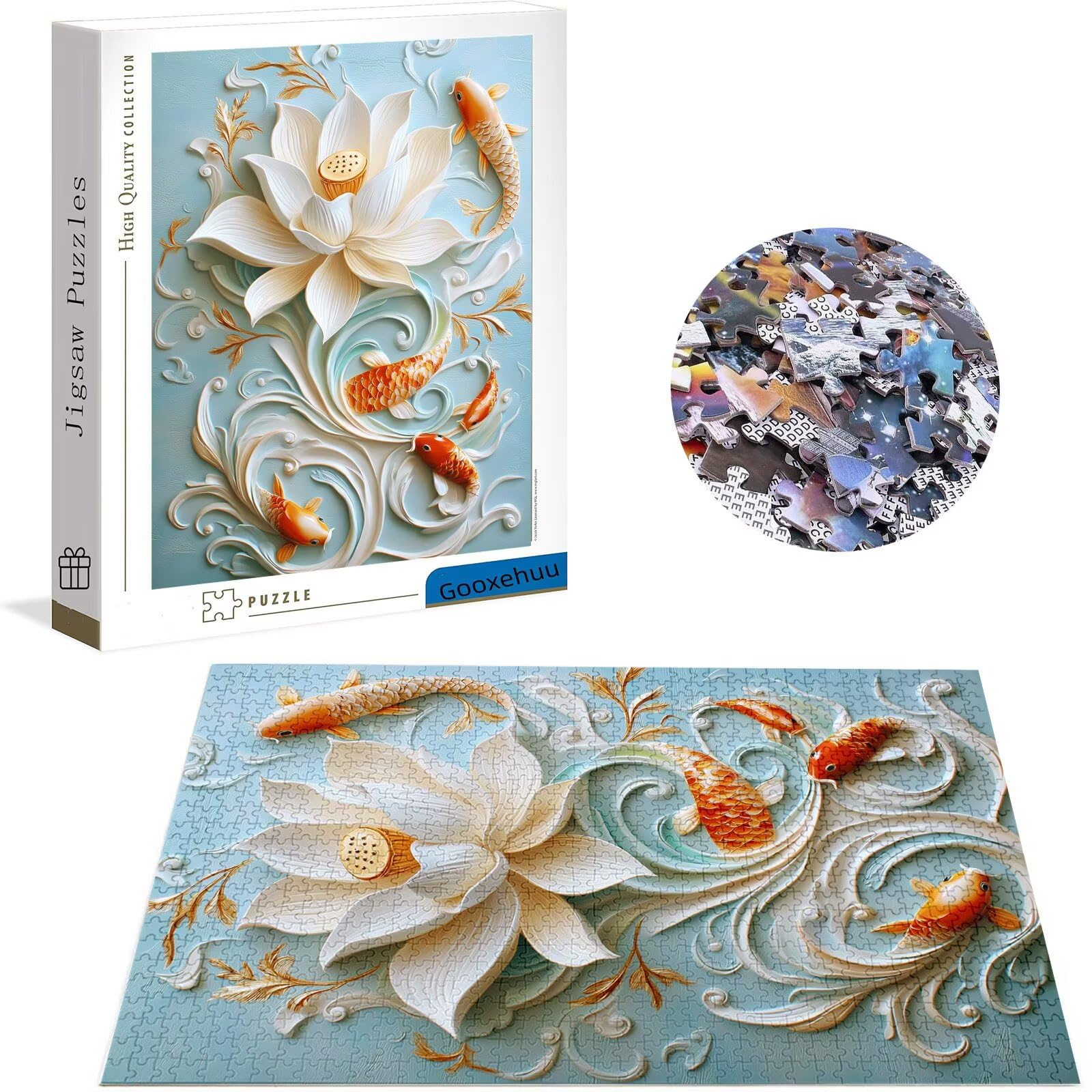 Puzzle 1500 elementów, drewniane puzzle 87 x 57 cm, puzzle dla dorosłych i dzieci w wieku 12 lat, duże maty do puzzli, jakość premium, klasyczna drewniana jigsaw, dekoracja ścienna, prezent Lotus g