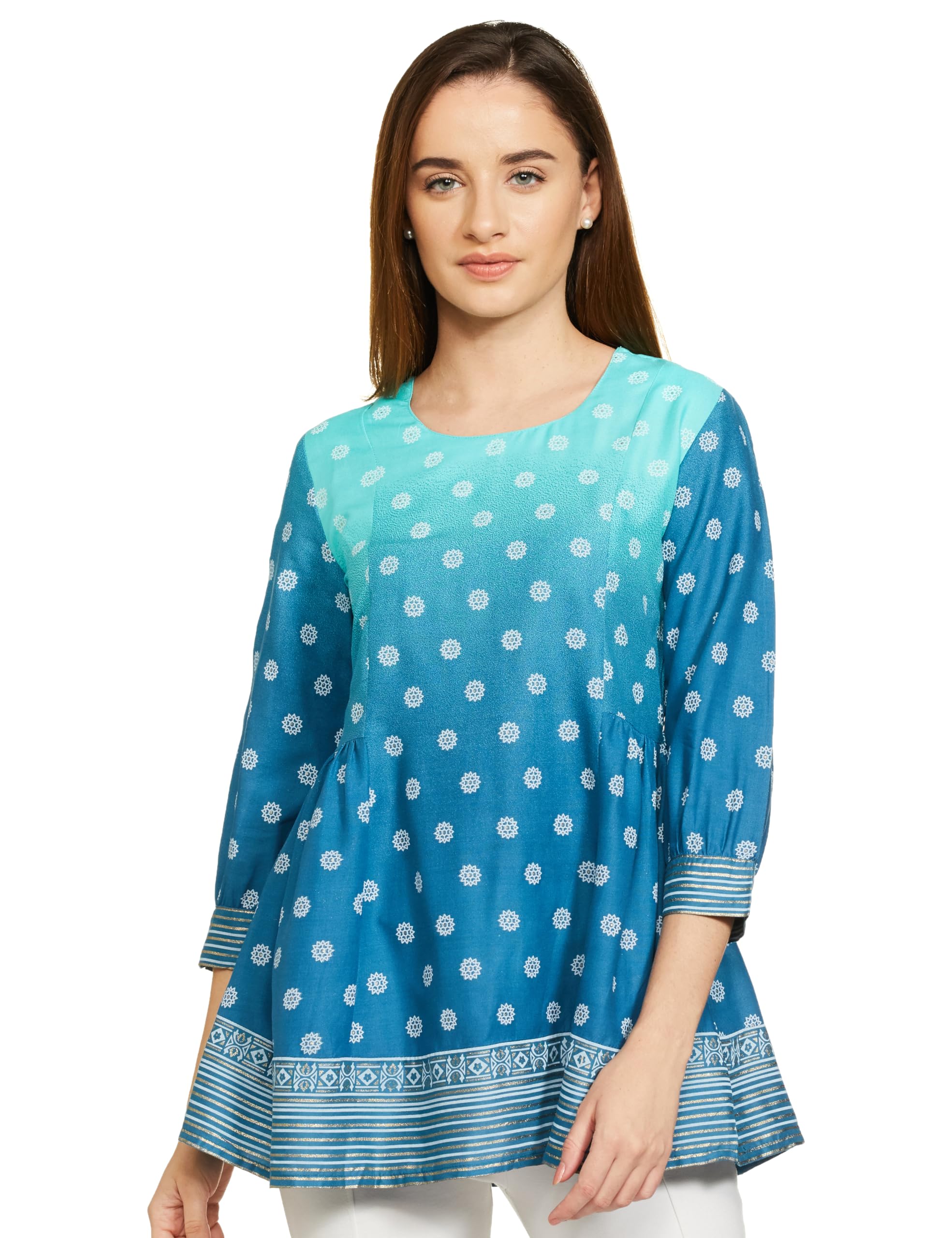 Rangriti Blue Liva Indie Top for Women in blue