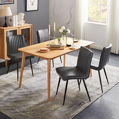 Miniatura 2 de TUKAILAi Juego de 4 sillas de comedor de piel sintética, silla de ocio moderna de mediados de siglo, silla auxiliar tapizada de poliuretano con