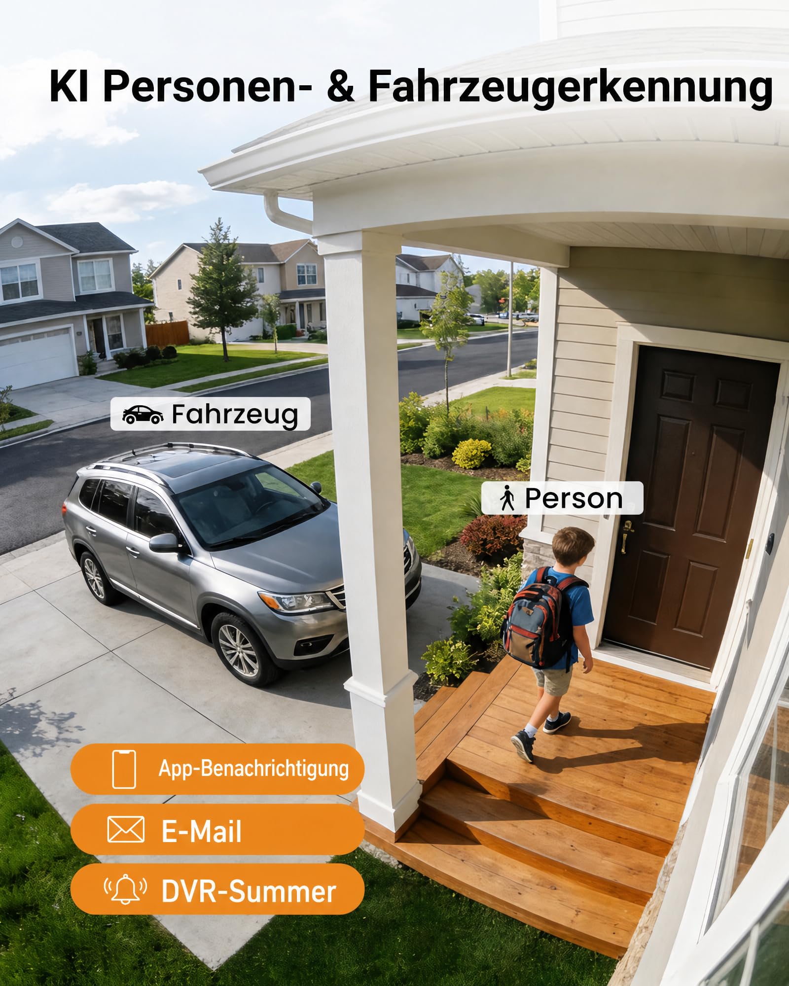 Anlapus 8MP 4K PTZ Überwachungskamera Außen Set mit Audio Kabelgebunden | 8CH DVR 1TB HDD, 4X 360° Schwenken & Neigen Domekameras, KI Mensch-Fahrzeug-Erkennung, 24m IR Nachtsicht, Wasserdicht
