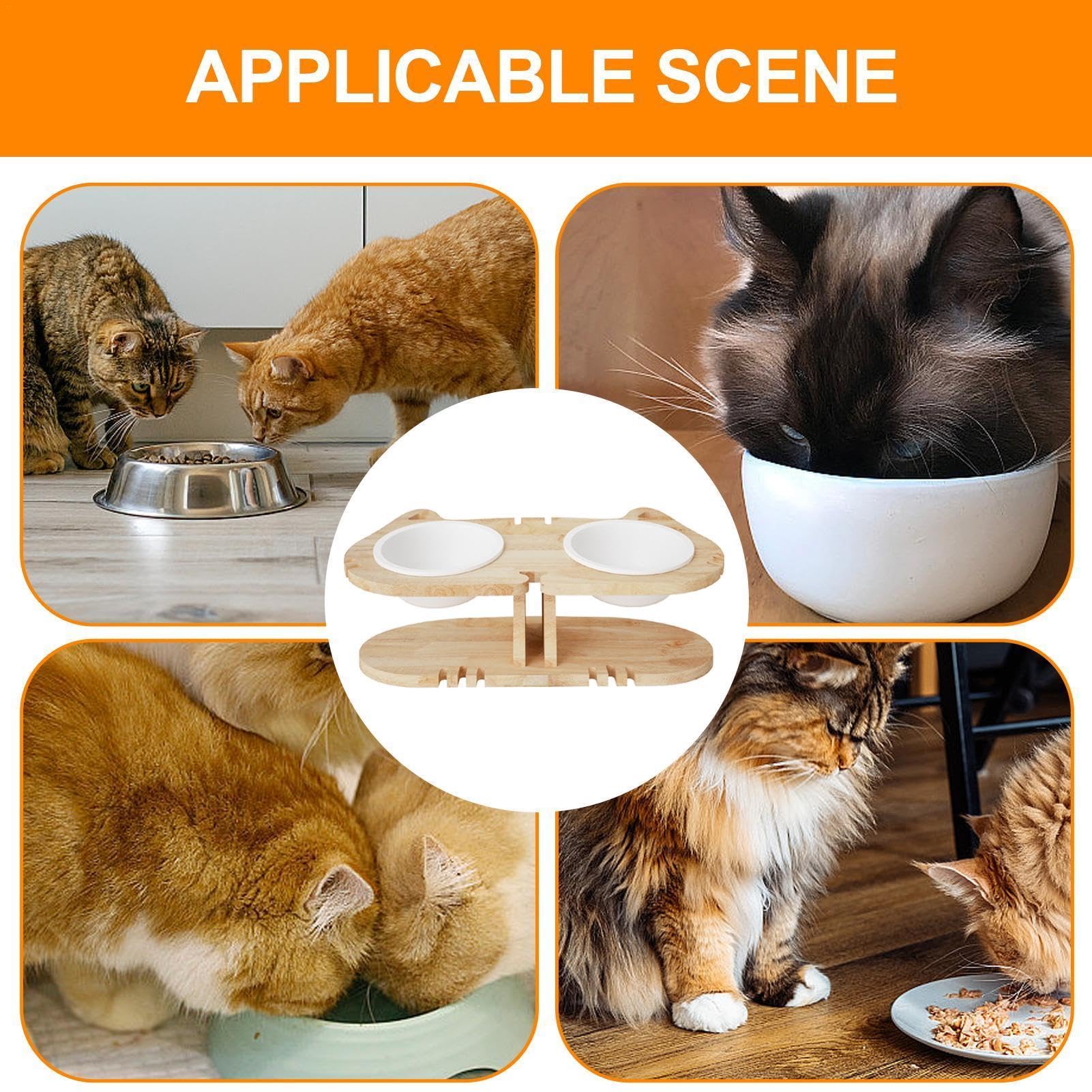 Kippbare Futternäpfe für Katzen, erhöht, um 15 Grad geneigt, niedliche Futternäpfe für Katzen, ergonomische Futternäpfe für Zuhause, Käfig und Boden