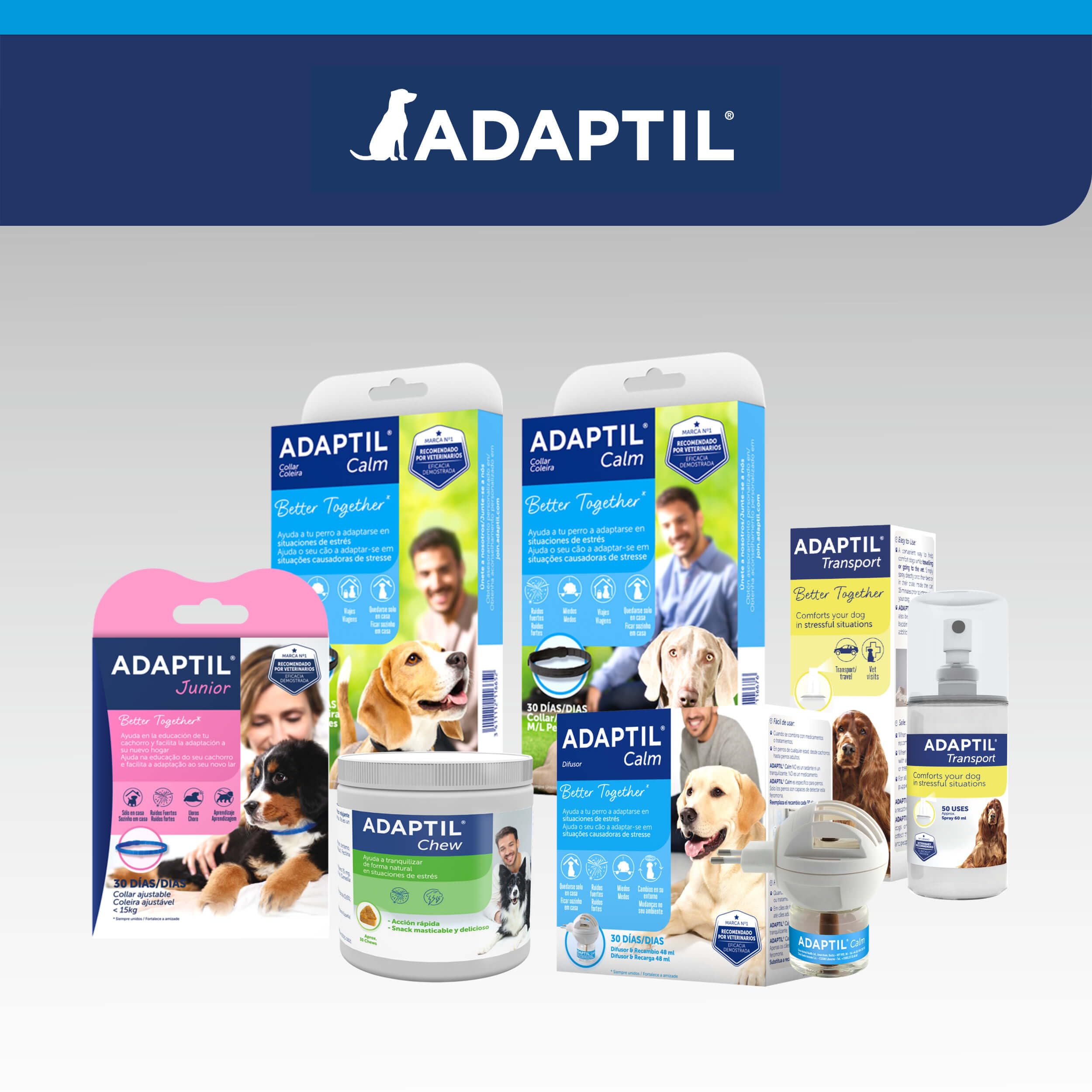 ADAPTIL Calm - Antiestrés para perros - Solo en casa, Miedos, Ruidos fuertes, Adopción - Difusor + Recambio 48ml