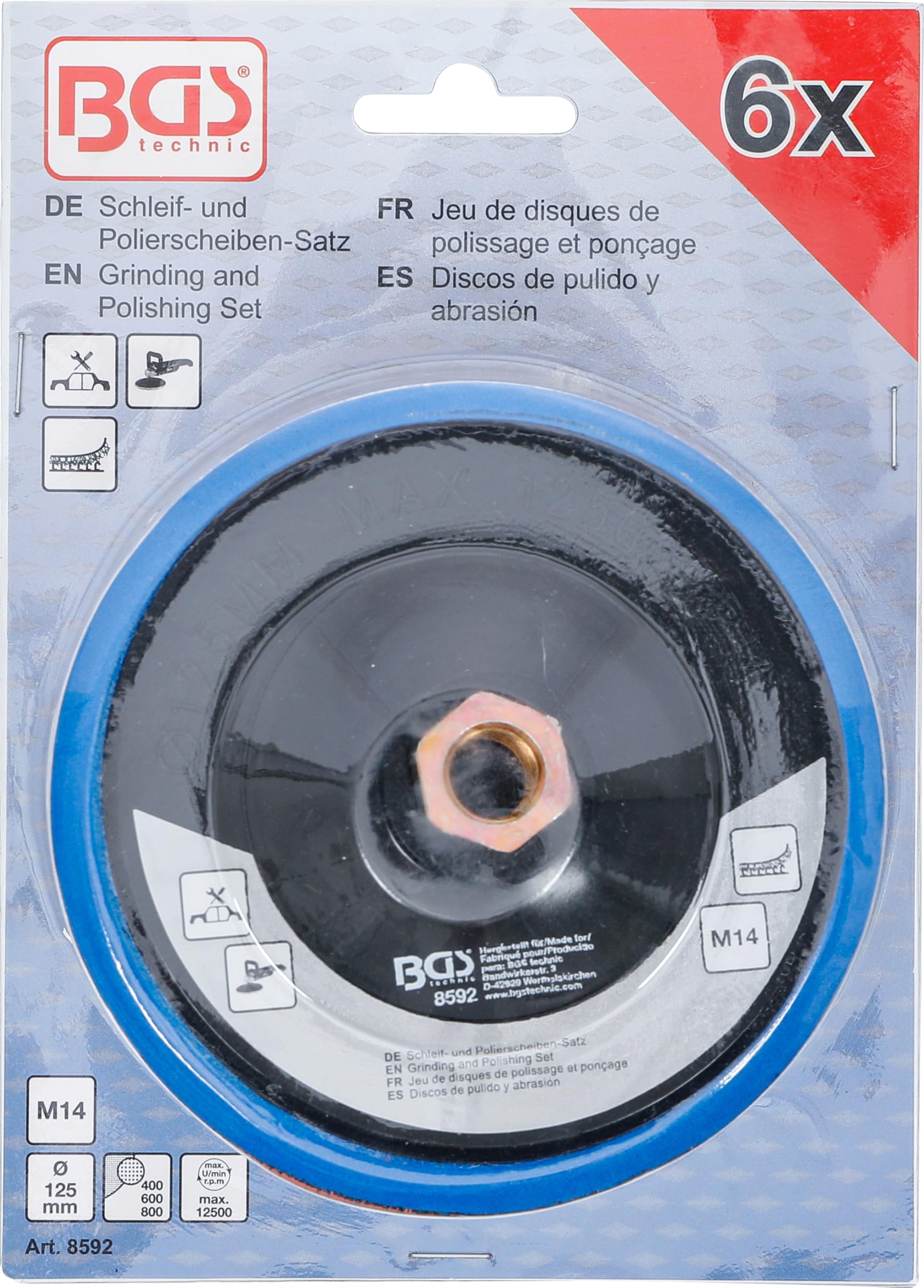 Disque à Polir BGS 74624 - Carbure De Silicium Grain 240, Diamètre 125 Mm - Pour Meuleuse Angulaire, Finition Surfaces