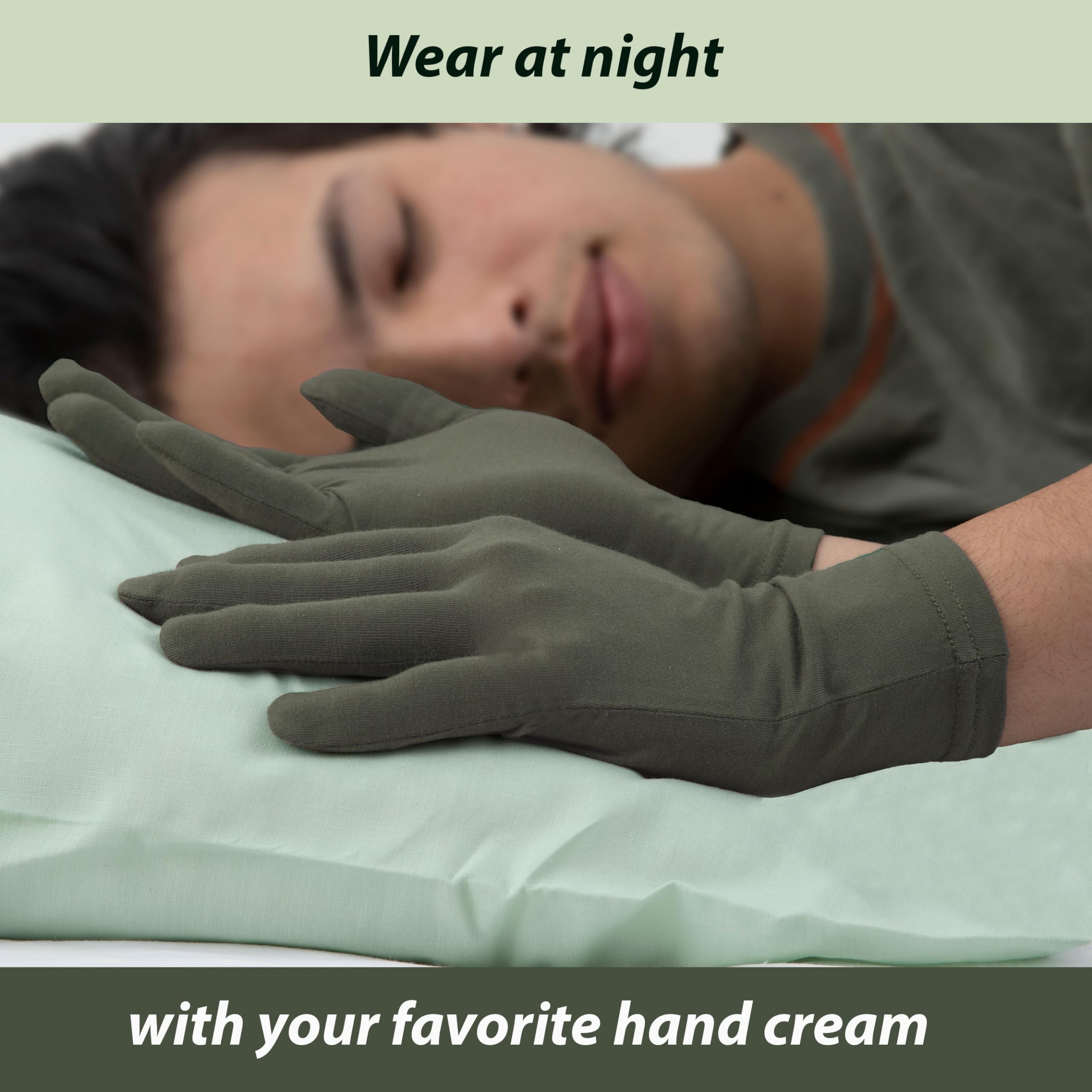 Guantes de bambú para eczema, medianos, mujeres y hombres, manos secas, guantes hidratantes durante la noche, 3 pares 4
