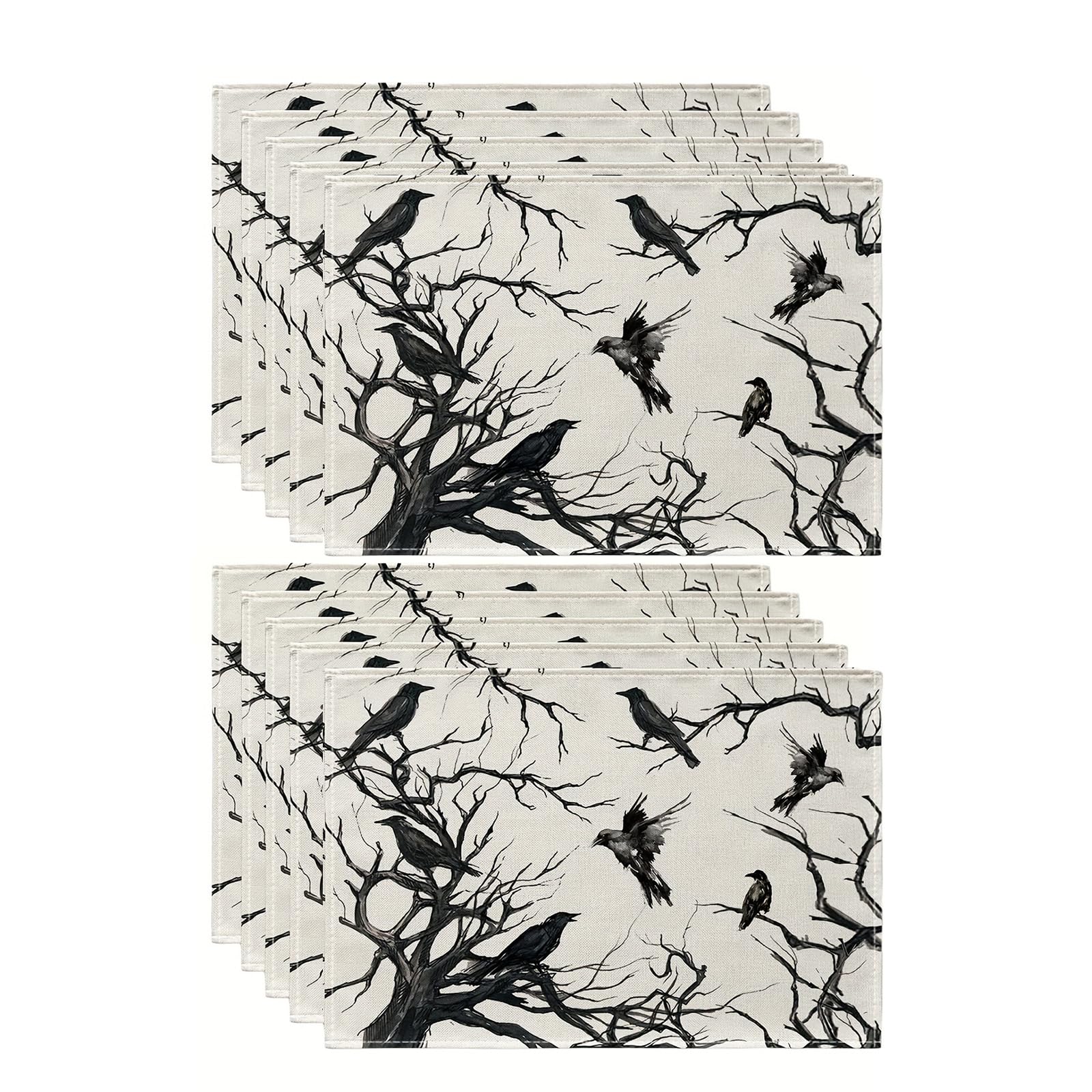 Elnwnnkc Of 10 Halloween Crow Placemats Practical Halloween Crow Placemats Decorations for Tables Desks and Countertops Festival Decors
