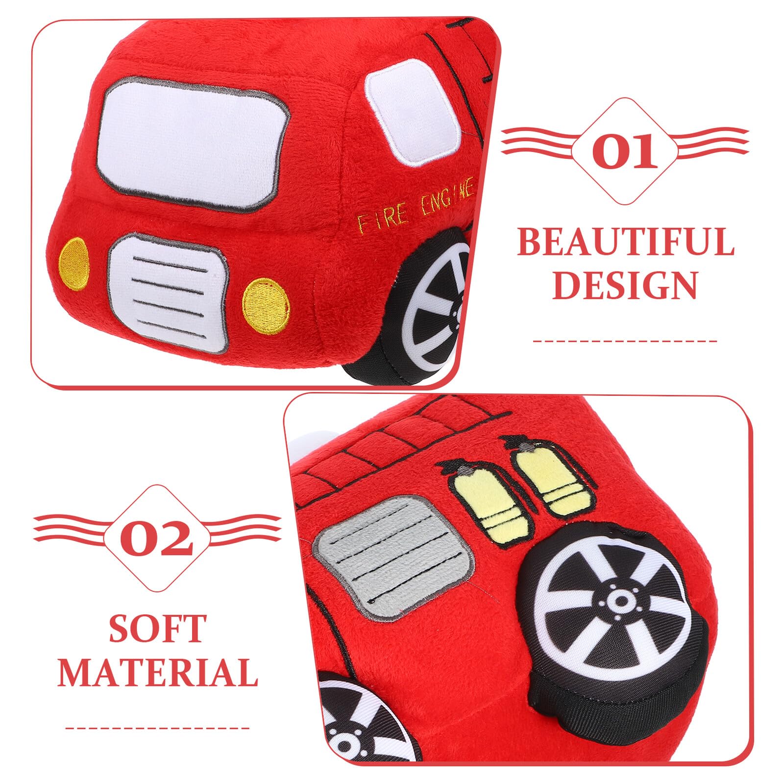 Camión de Bomberos de Peluche Rojo de Felpa y PP Algodón