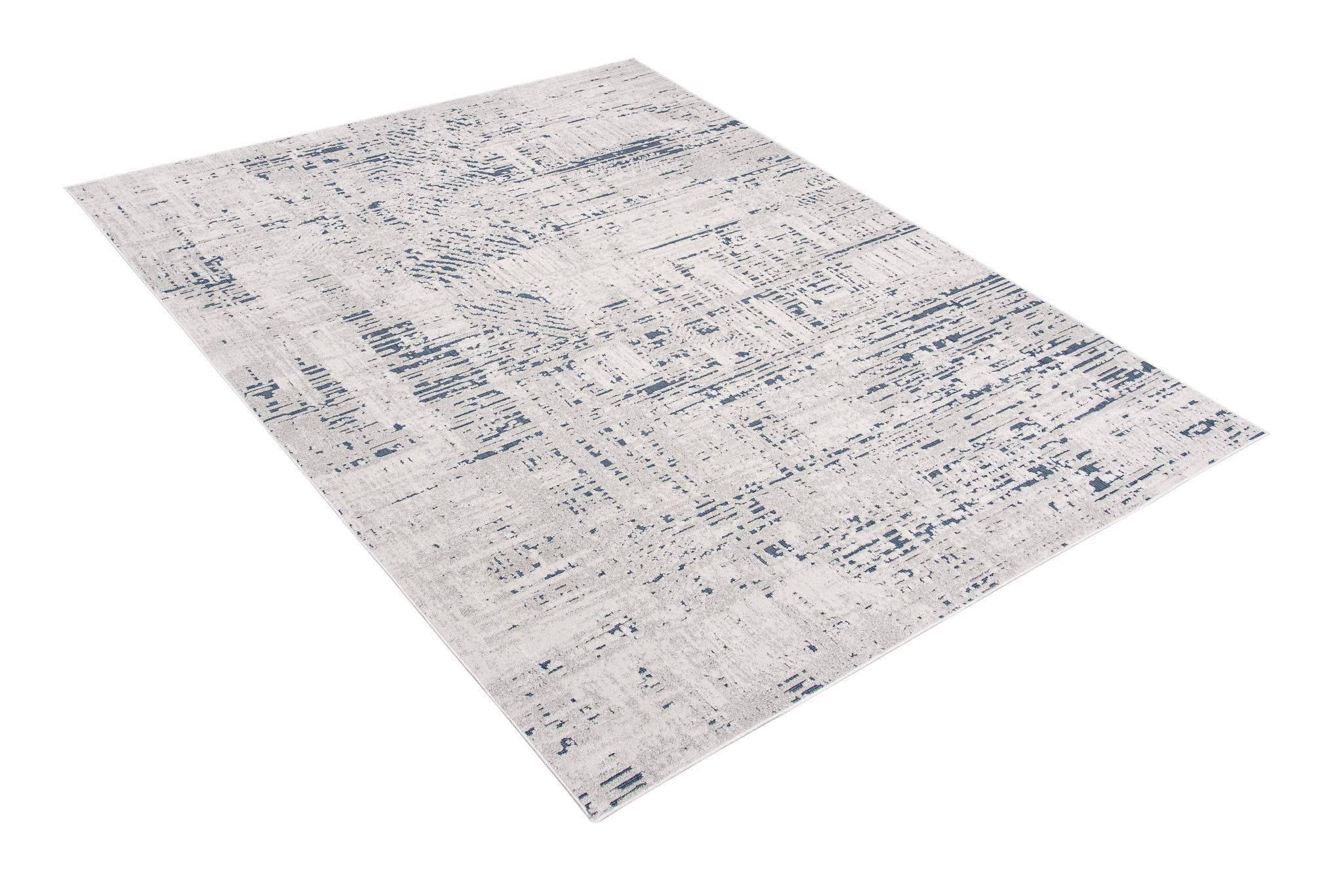 Tapiso Lotus dywan z krótkim włosiem, kremowy, niebieski, ecru, nowoczesne wzornictwo, do salonu, sypialni, w formie pętli, wygląd 3D, Ökotex 160 x 220 cm