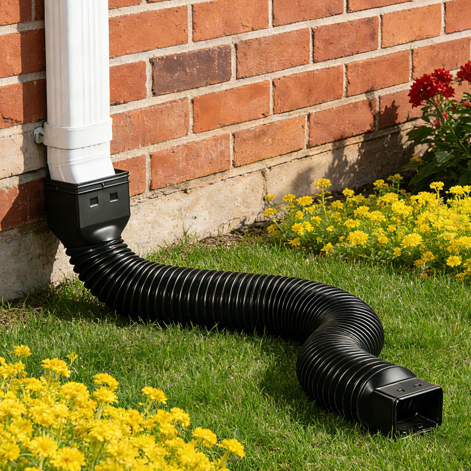 Prolunga Flessibile per Pluviali (50-150cm) per Tubi 80/100mm, Resistente UV e gelo, Protezione Fondamenta da Danni acqua (Nero)