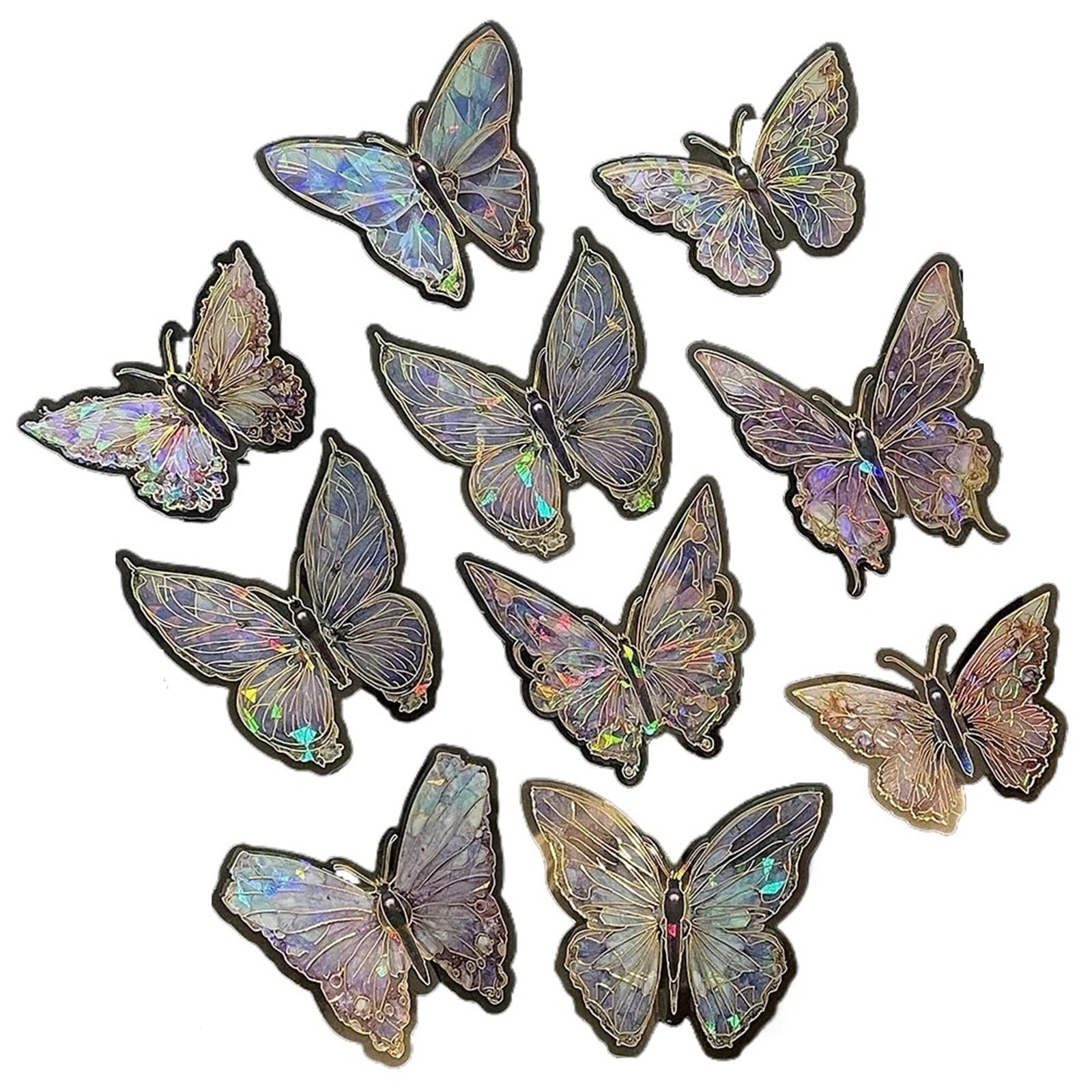 10Pcs Butterfly Wall Three-dimensional Exquisite Stickers Hand Account DIY Decorative Hollow(Color 8)
