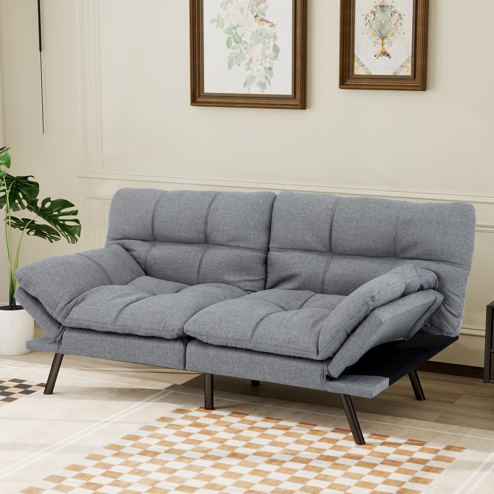 MUUEGM Futon Sofa Bed Convertible Couch,Memory Foam Futon Sofa Couch,Sleeper Futons Sofa Couches,Small Splitback Modern Loveseat Sofa Bed for Living