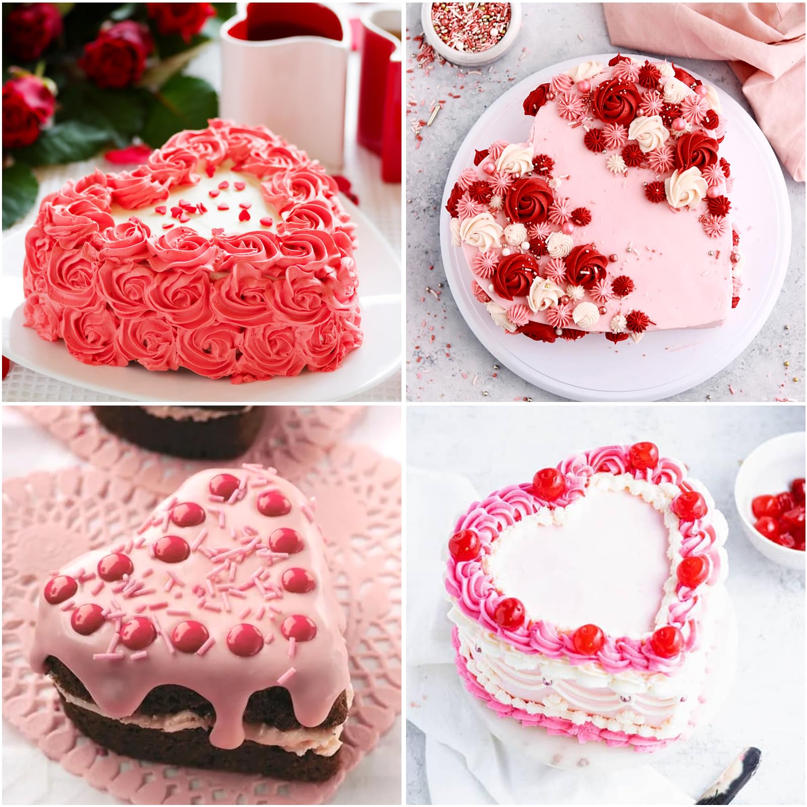 volumoon Zestaw 2 foremek do ciasta w kształcie serca, 25 cm, czerwone silikonowe formy do ciasta, forma do pieczenia serca, nieprzywierająca forma do pieczenia ciasta na ślub i urodziny, budynie,