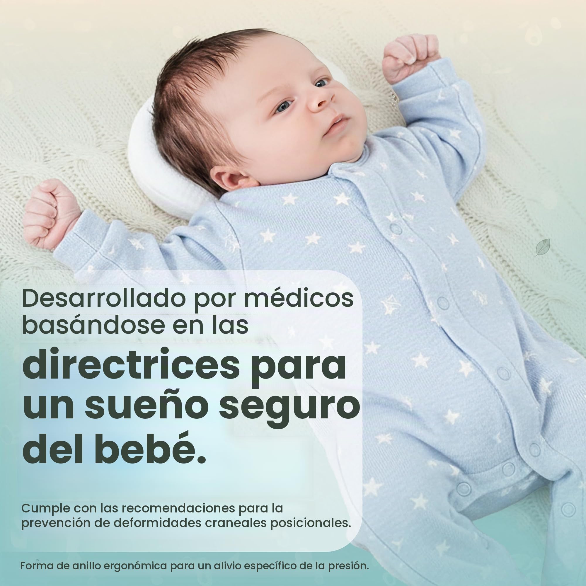 Kluba Medical Medibino® - Cojín de prevención contra plagiocefalia para Ropa de Cama Blanco/Gris