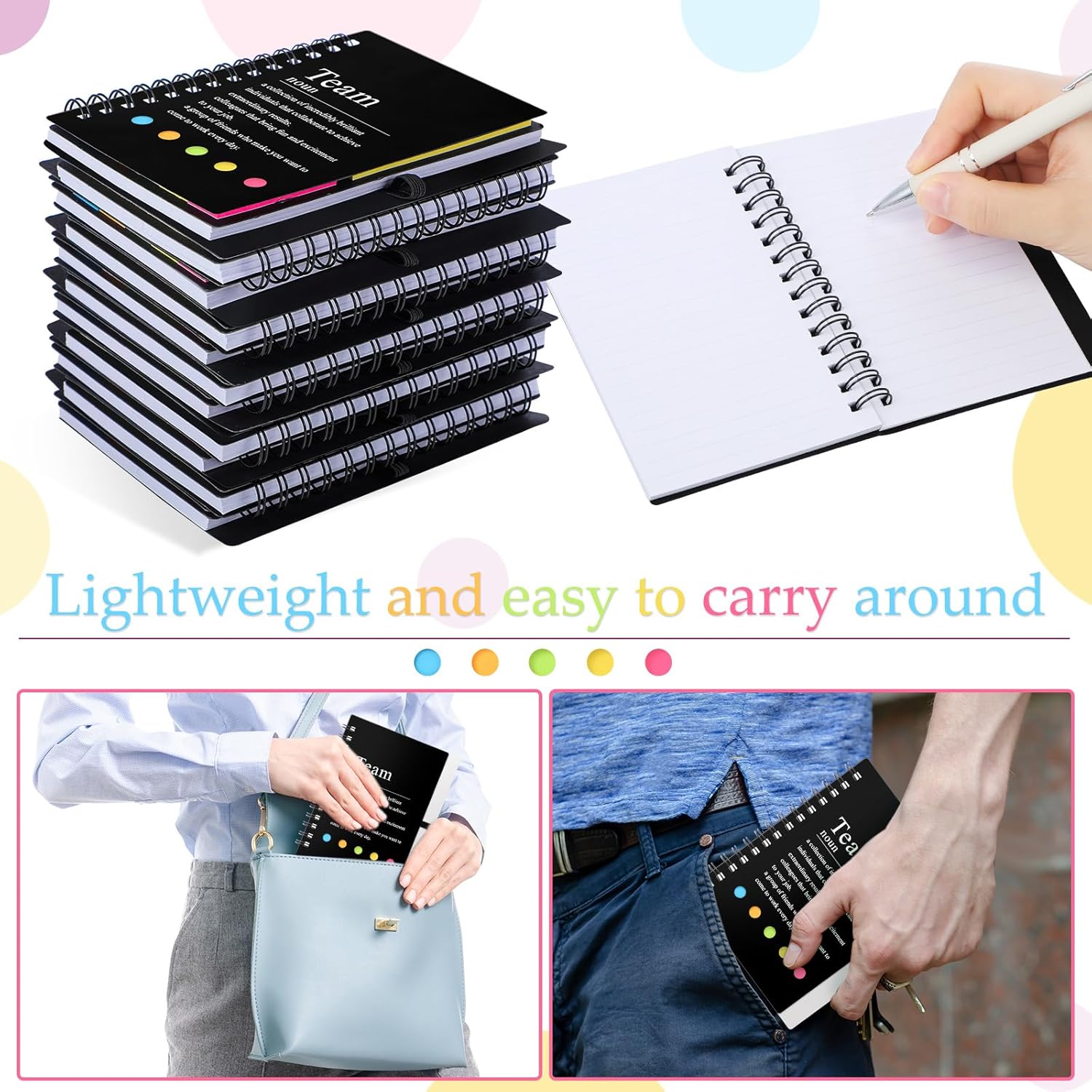 24 Pcs Team Appreciation Gifts Bulk for Employee Inspirational Spiral Notebooks with Sticky Notes Inspirational Team Notepads for Teacher Nurse Coworker Staff Volunteer Gifts (Black) - Image 5