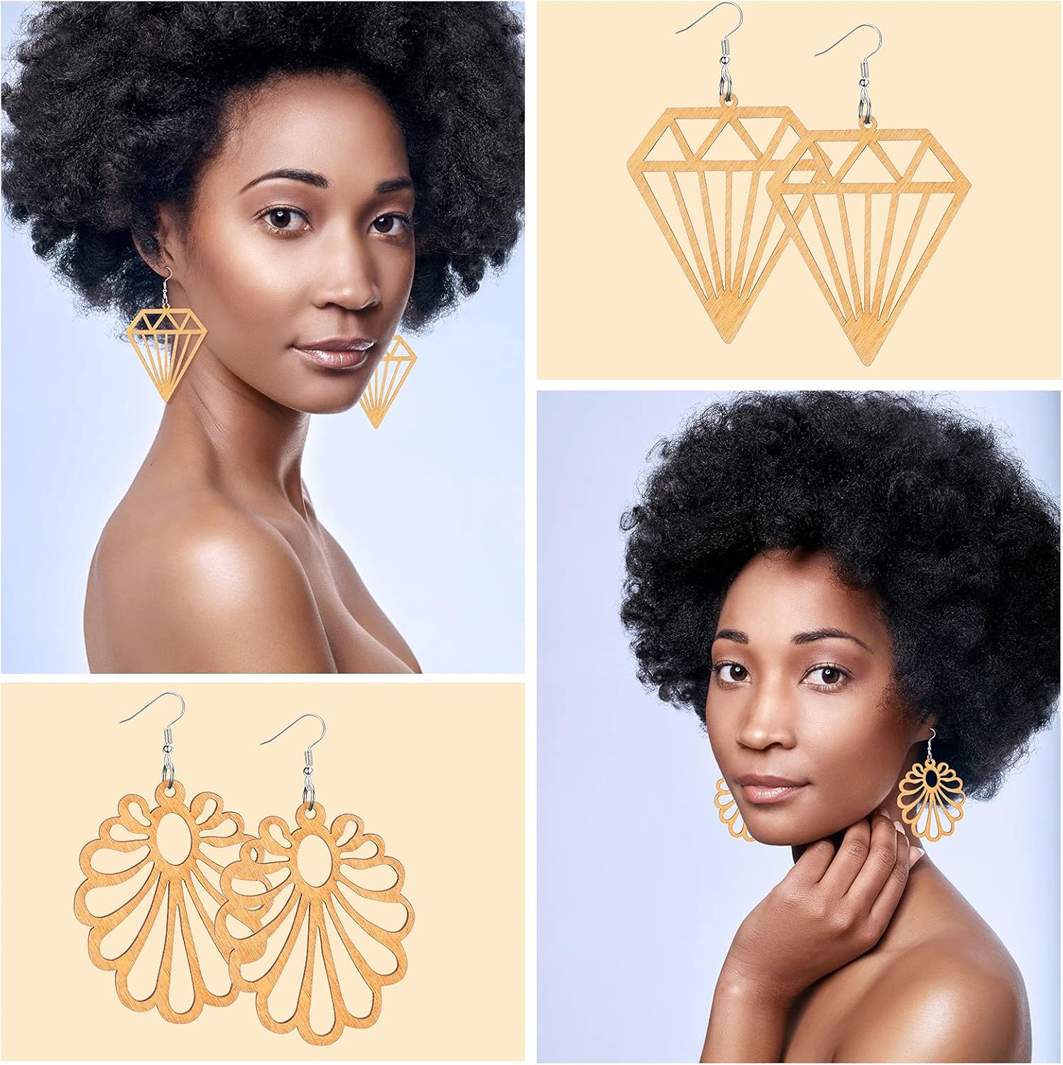 Hicarer 20 Pairs African Wooden Earrings for Women Boho Vintage Drop Earrings Bulk Lightweight Geometric Pendant Dangle Jewelry for Christmas Women Ladies Gifts - Image 2