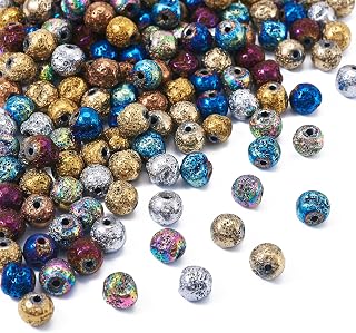 150 Pcs Lava Beads 8mm for Jewelry Making, Natural Gemstone Beads Electroplated Volcanic Lava Rock Beads for Yoga Bracelets Earrings Necklaces Jewelry Making DIY Crafts