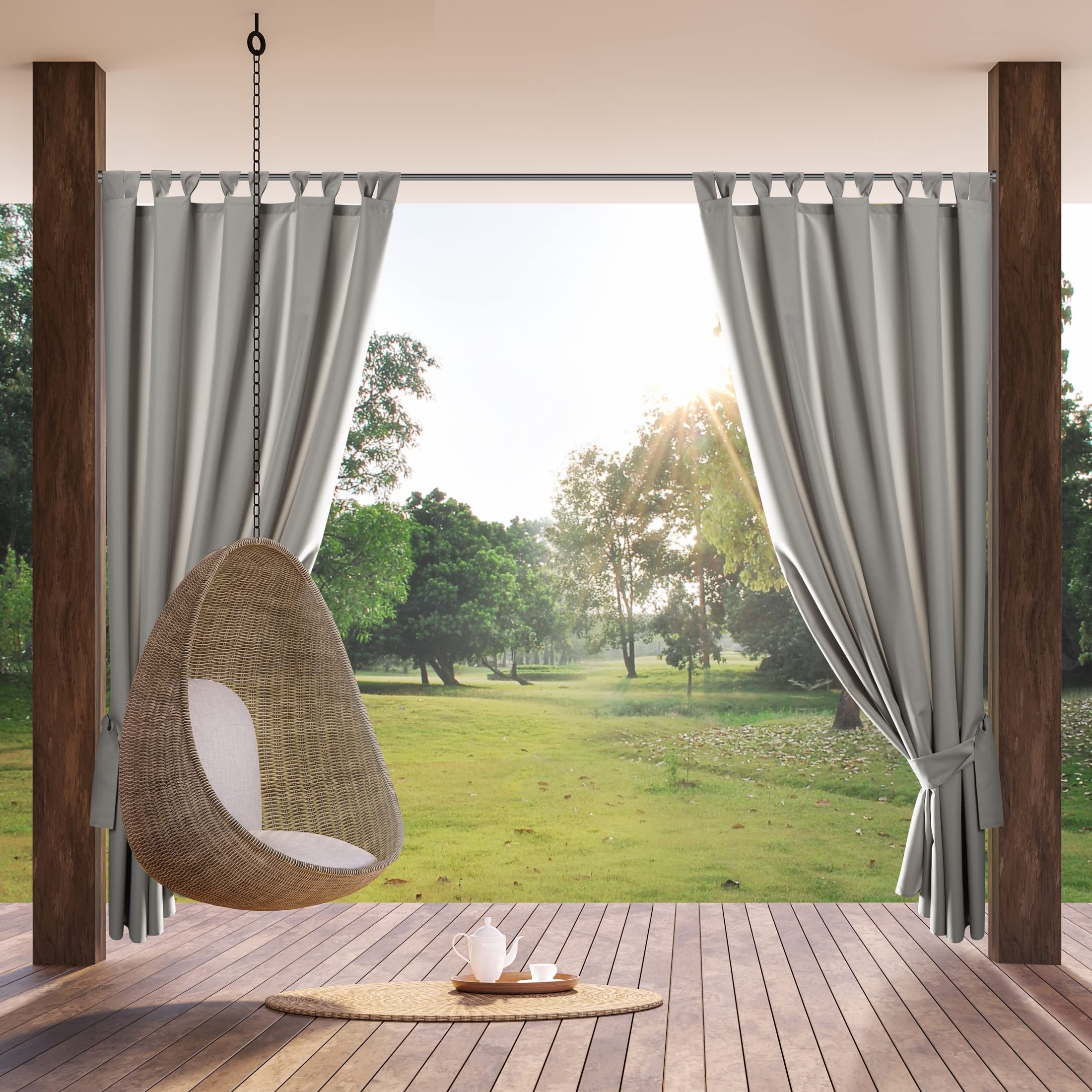 Eurofirany Garden Outdoor Tent with Loops – 1 Piece. Waterproof Curtains for Terazze, Tent for Gazebo Pergola Patio Balcony, Sun Protection and Privacy, 155 x 220 cm, Light Grey - 2