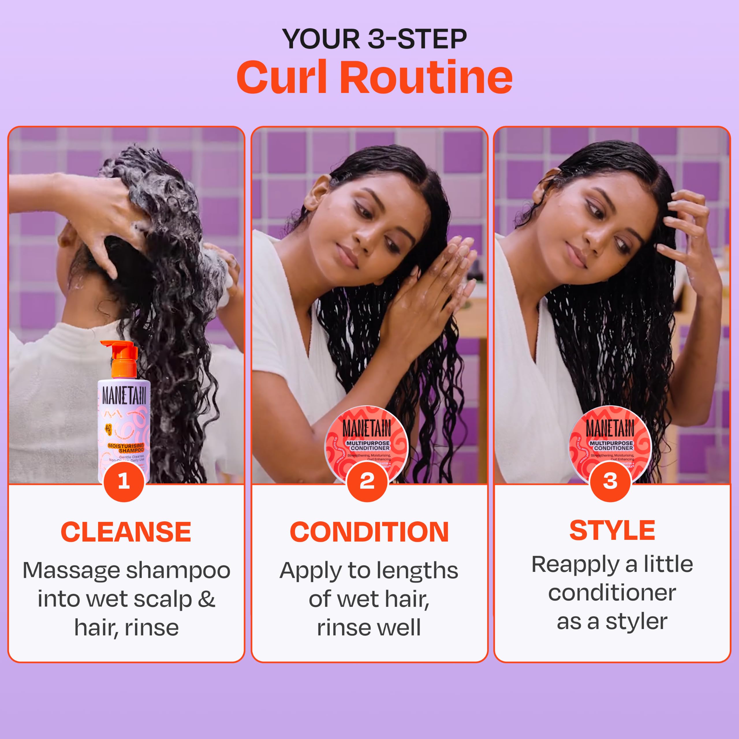 MANETAIN Beginner Basic Bundle | Moisturising Shampoo 237ml & Multipurpose Conditioner 200gm | Protein/Moisture Balanced for Curly, Wavy & Frizzy Hair | Frizz Control, Hydrating, Strengthening, Curl Enhancing | CG Friendly product image 3