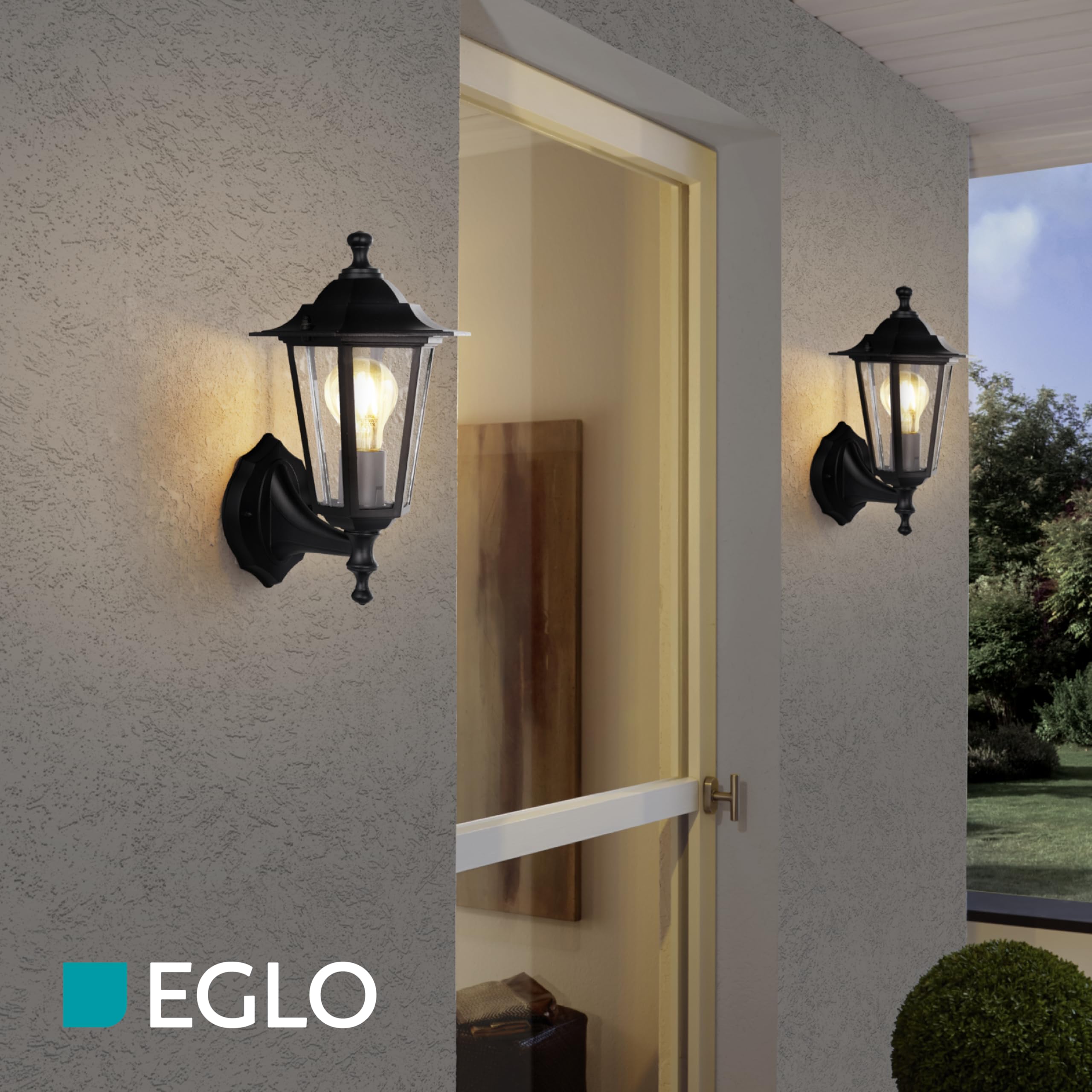 Lampada Da Parete Esterno Elgin – Alluminio Nero, 1 Luce E27, IP44, Per Terrazza, Giardino, Ingresso, 44x24x37 Cm - 6