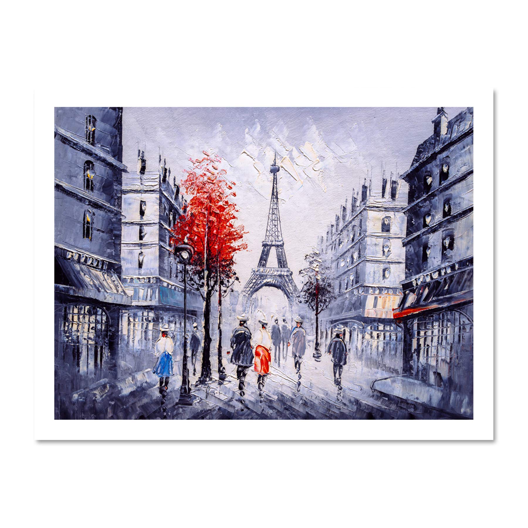 Eiffel Tower In Paris Red Tree Large Framed Art Print Wall Poster 18x24 inch