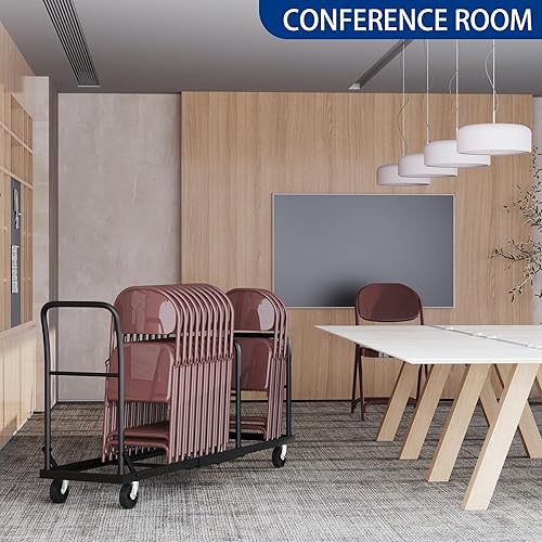 Vista 3 de Carrito de silla plegable multifuncional vertical, carrito de silla de colocación horizontal en forma de L, estante de almacenamiento de silla