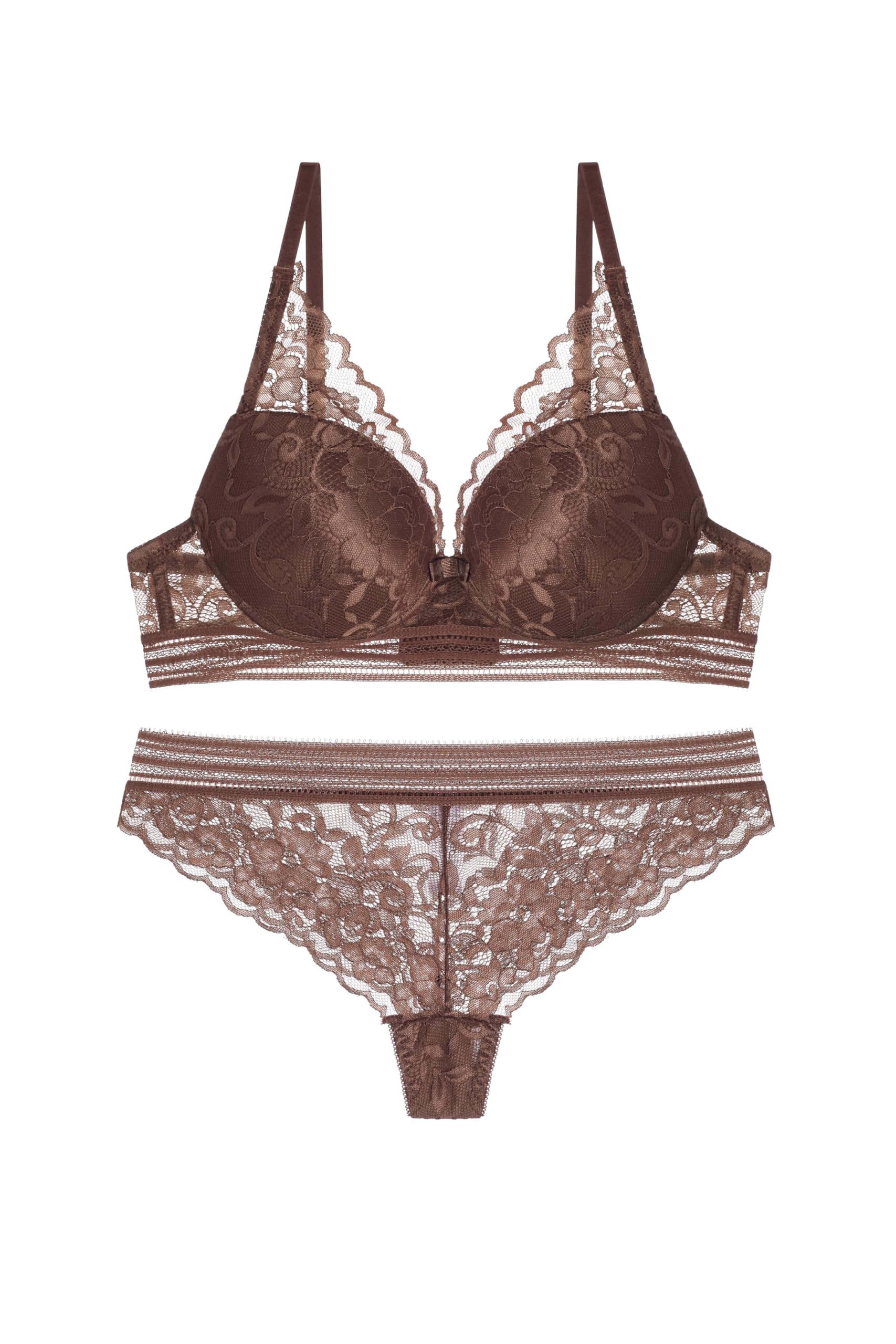 secret lives Women's Lingerie Set Padded Push Up Bra Panty Coffee Color Bikini Set for Women & Girls-picture-40