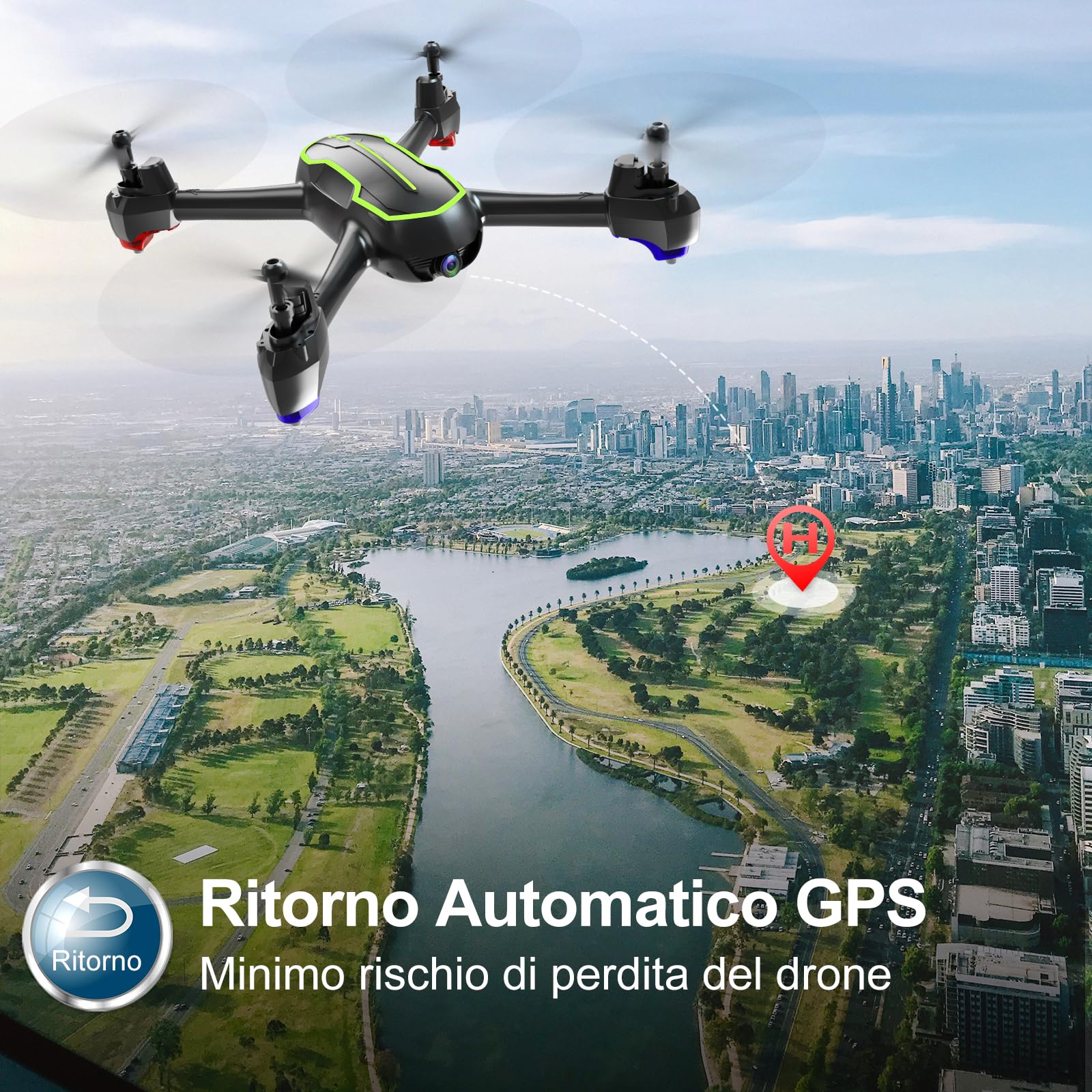Loolinn | Drone GPS - Drone con Telecamera HD 1080p per Principianti, Quadricotteri RC Droni con GPS Funzione di RTH / 32 Minuti di Volo/Seguimi (Regalo per Ragazzi e Adulti)