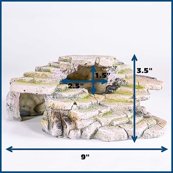 PENN-PLAX Reptology Shale Scape Step Ledge & Cave Hideout Basking Area - Decorative Resin for Aquariums & Terrariums Great for Reptiles, Amphibians, and Fish Medium