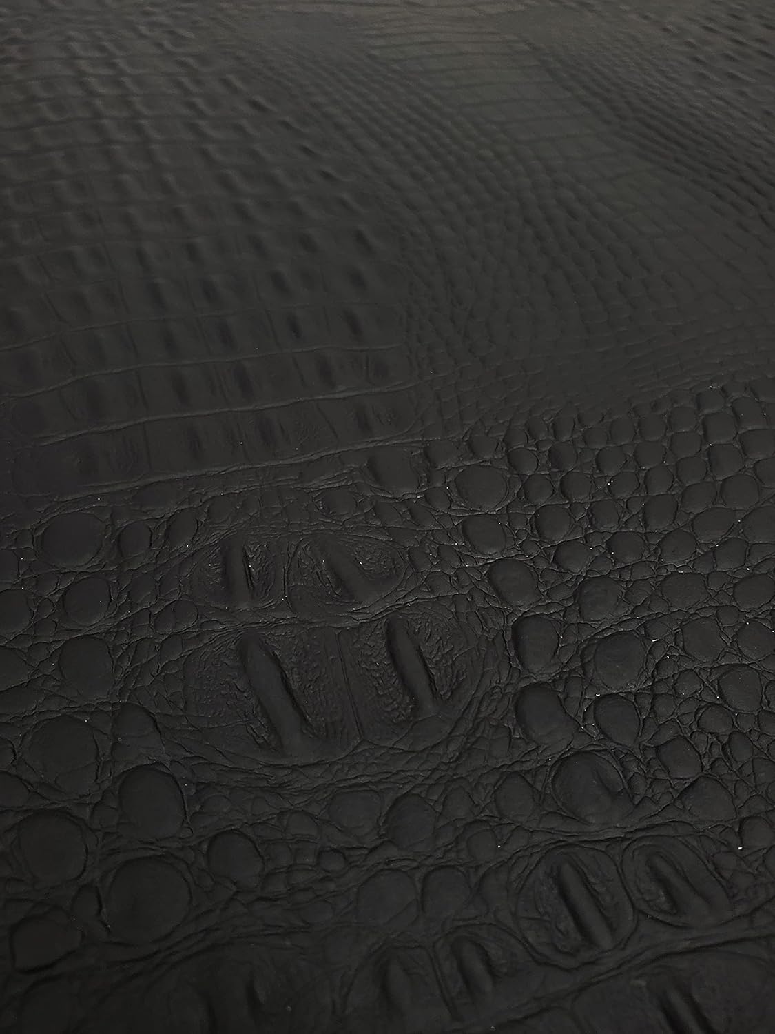 Vinyl Fabric Crocodile Gator Fake Leather Upholstery 54" Wide Sold by The Yard (Matte Black)