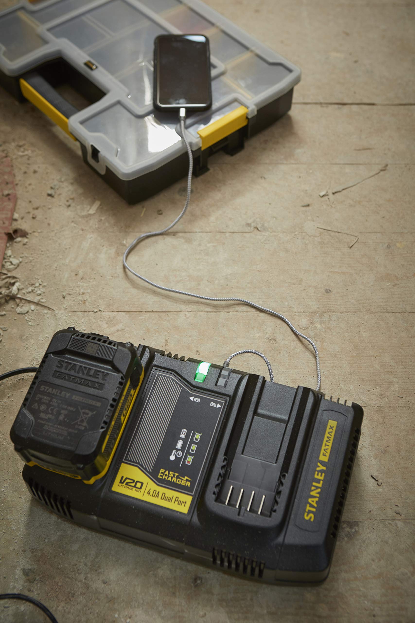 Stanley Caricabatterie Dual V20 Li-Ion 18V 4A, multicolore