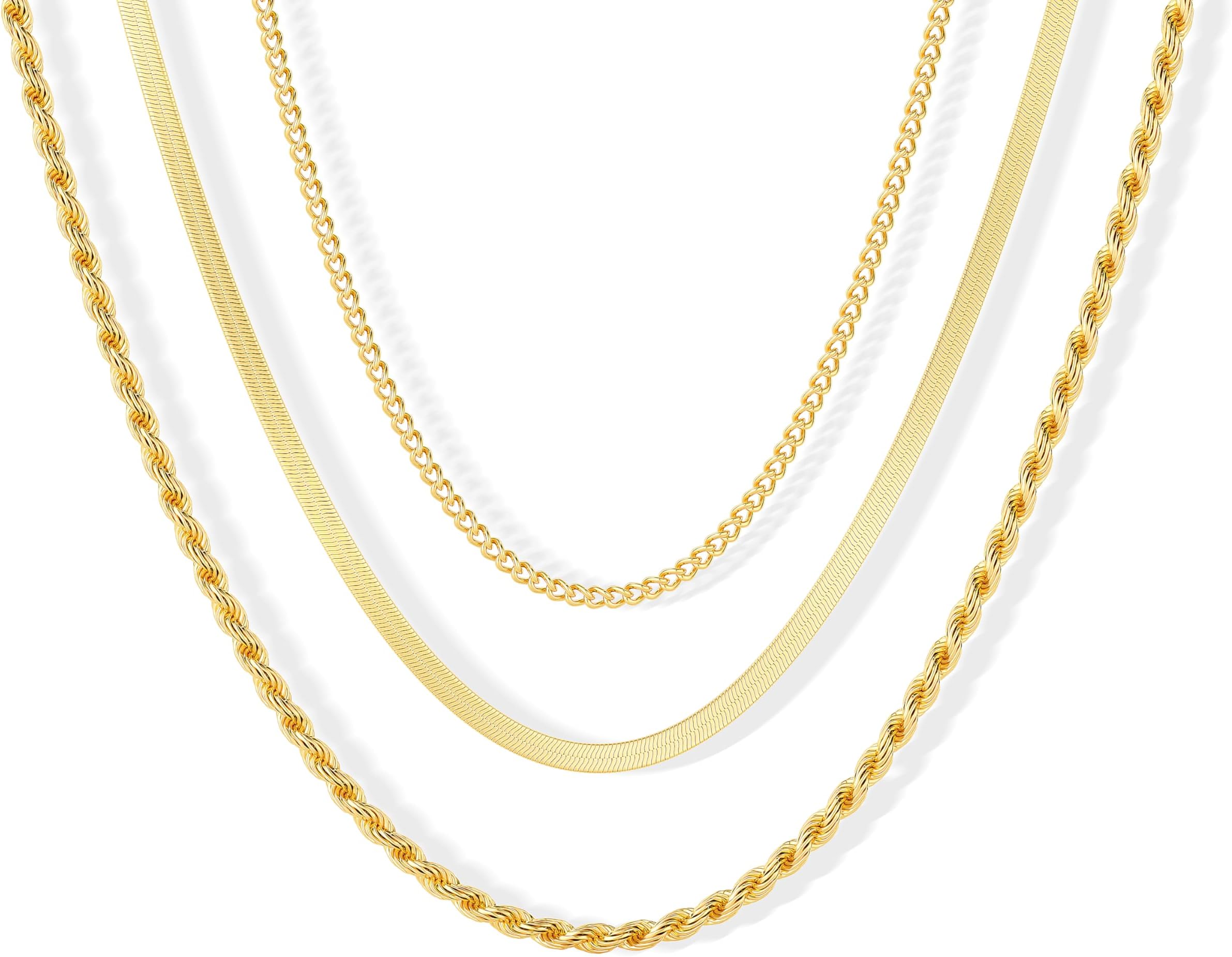 Herringbone Necklace for Women,Dainty Gold Necklace,14k Gold Plated Snake,Gold Chain Choker Necklaces,Simple Gold Layered Necklaces,Gold Jewelry Gift for Women