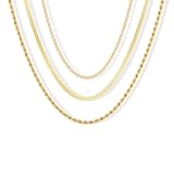 Herringbone Necklace for Women,Dainty Gold Necklace,14k Gold Plated Snake,Gold Chain Choker Necklaces,Simple Gold Layered Necklaces,Gold Jewelry Gift for Women