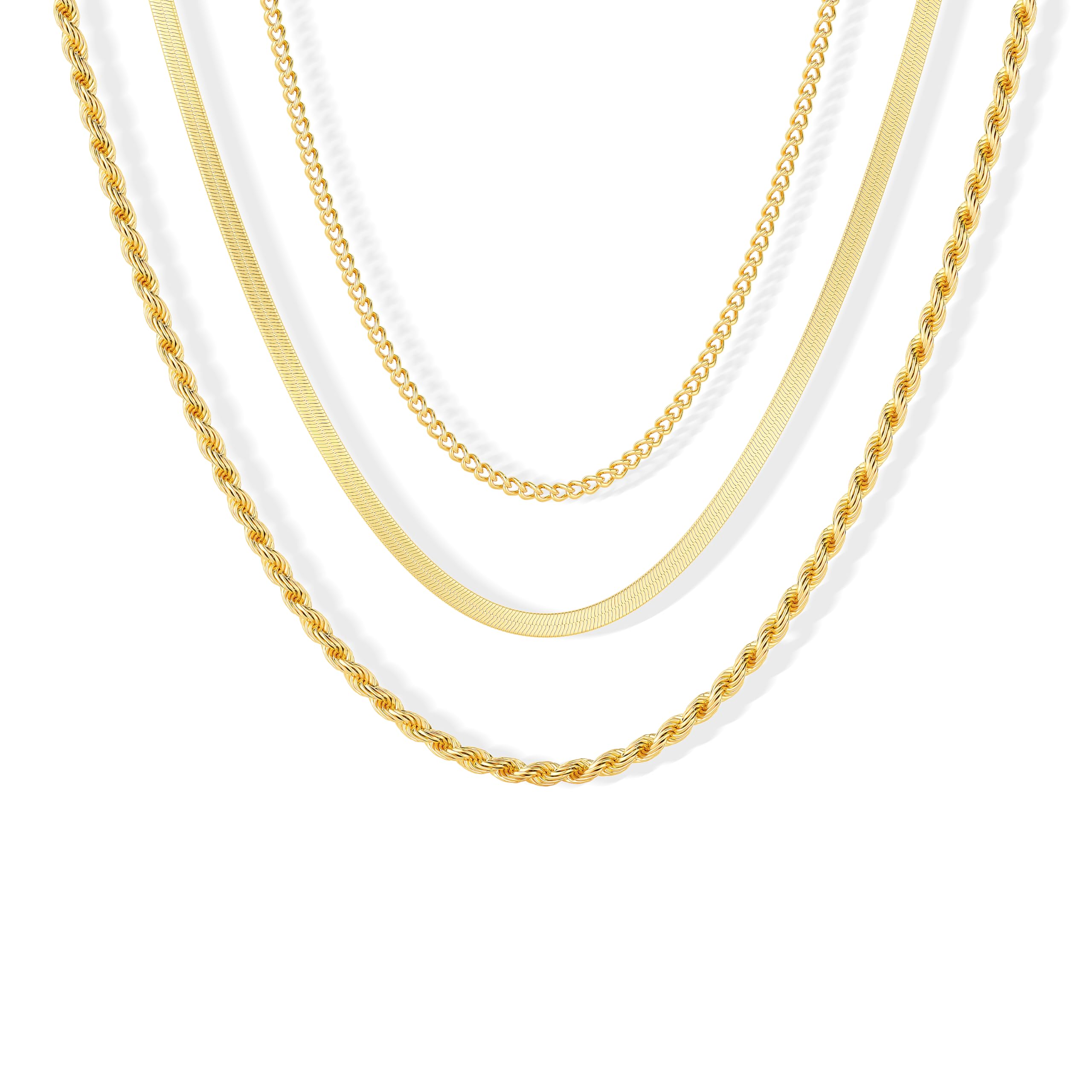 Freekiss Herringbone Necklace for Women,Dainty Gold Necklace,14k Gold Plated Snake,Gold Chain Choker Necklaces,Simple Gold Layered Necklaces,Gold Jewelry Gift for Women