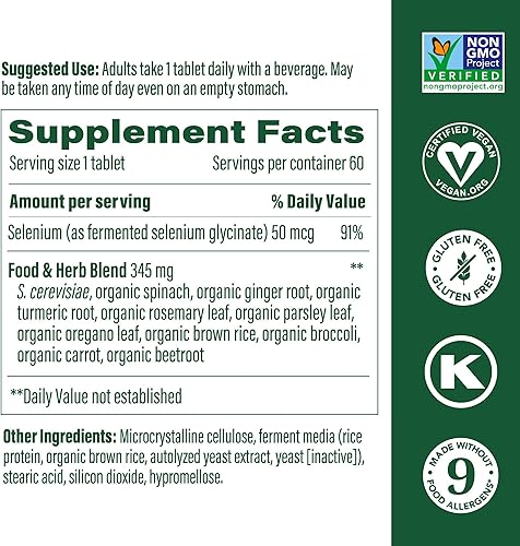 Miniatura 2 de MegaFood Selenio – Selenio 50 mcg, suplemento de selenio con mezcla de alimentos y hierbas – Apoyo inmunológico – Vegano, sin OMG – Hecho sin 9