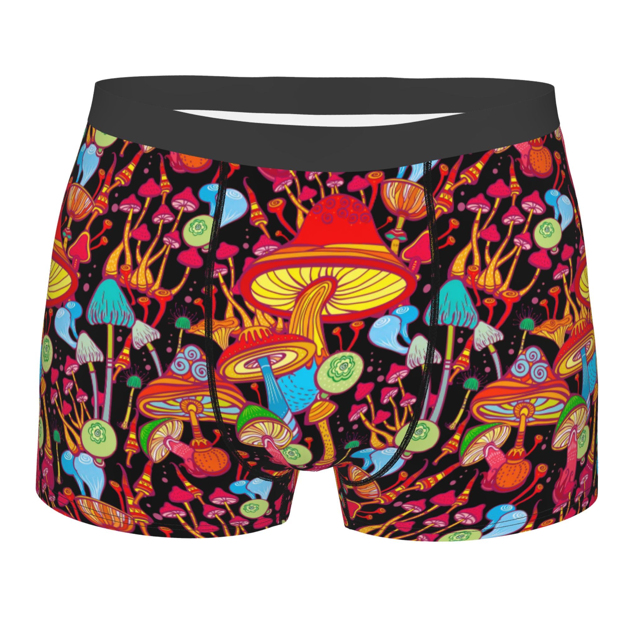 peiyeety Magical Red Mushroom Boxer Briefs For Men Comic Strawberry Daisies Boxer Shorts Pouch Support Boxer Trunk Wide Waistband Sports Underwear L