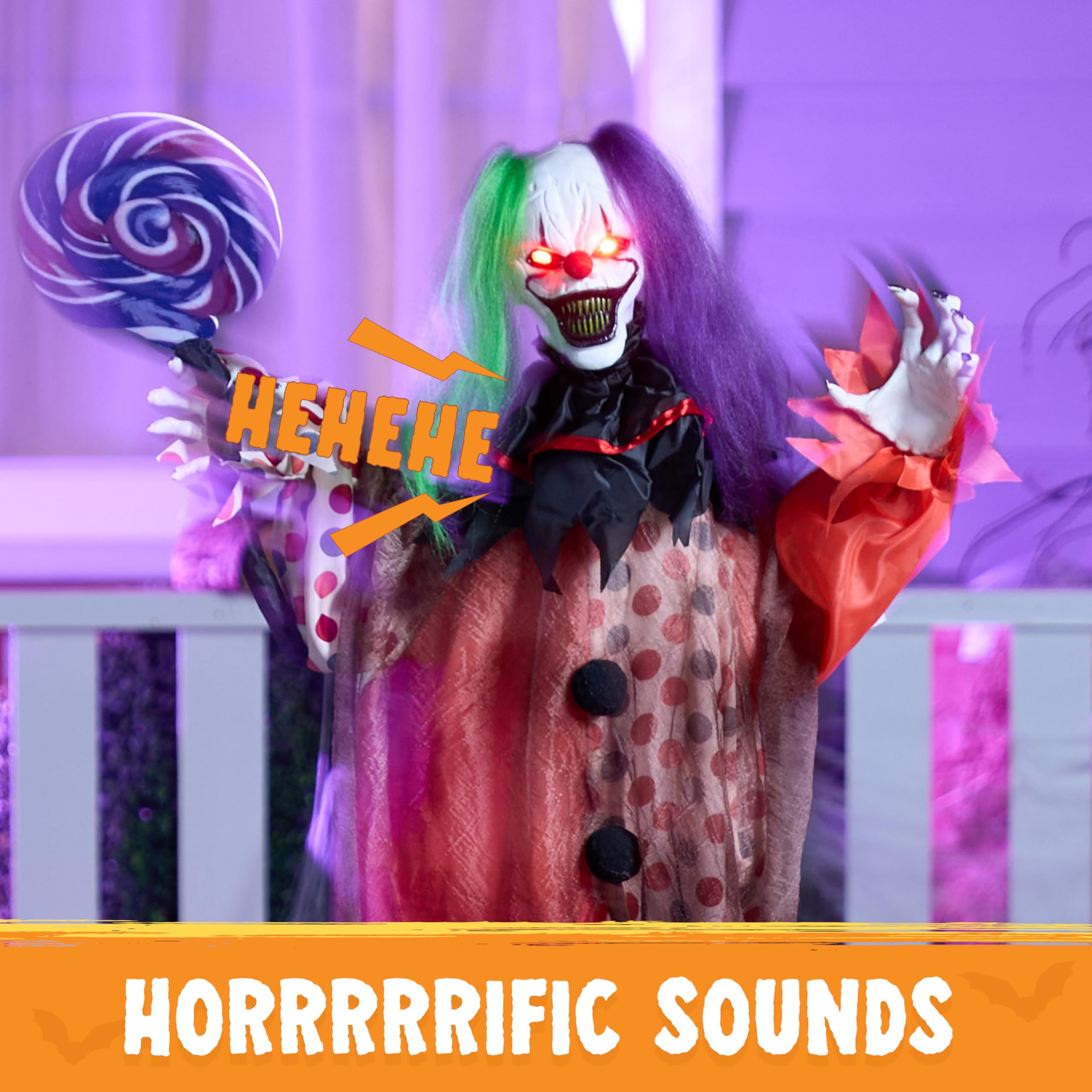 JOYIN Decorazioni da appendere per Halloween da 134,6 cm, decorazione animata spaventosa con braccio ondeggiante con suono e occhi rossi attivati dal suono urlante puntelli per interni casa infestata