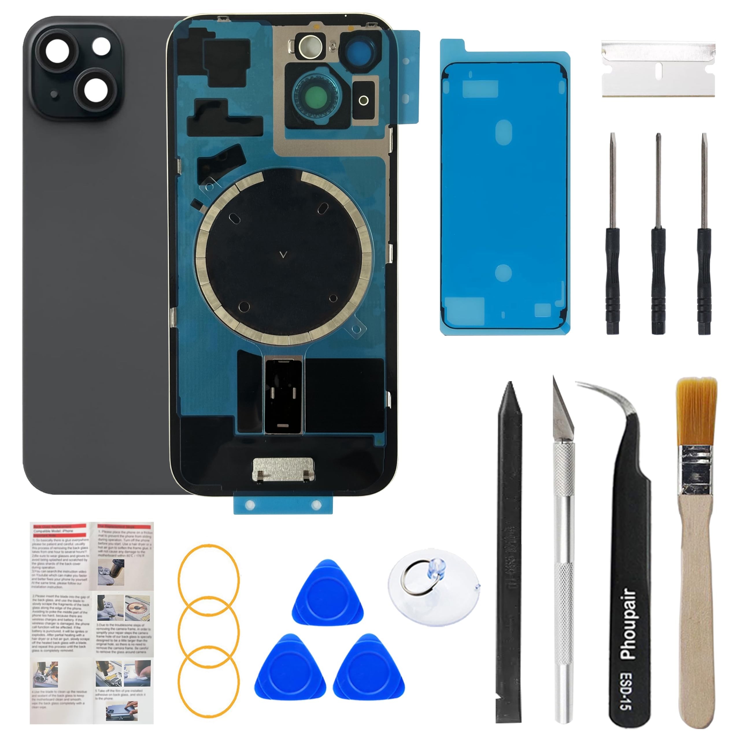 Amazon.co.jp: Phoupair OEM バックガラス 交換用 iPhone 15 6.1インチ
