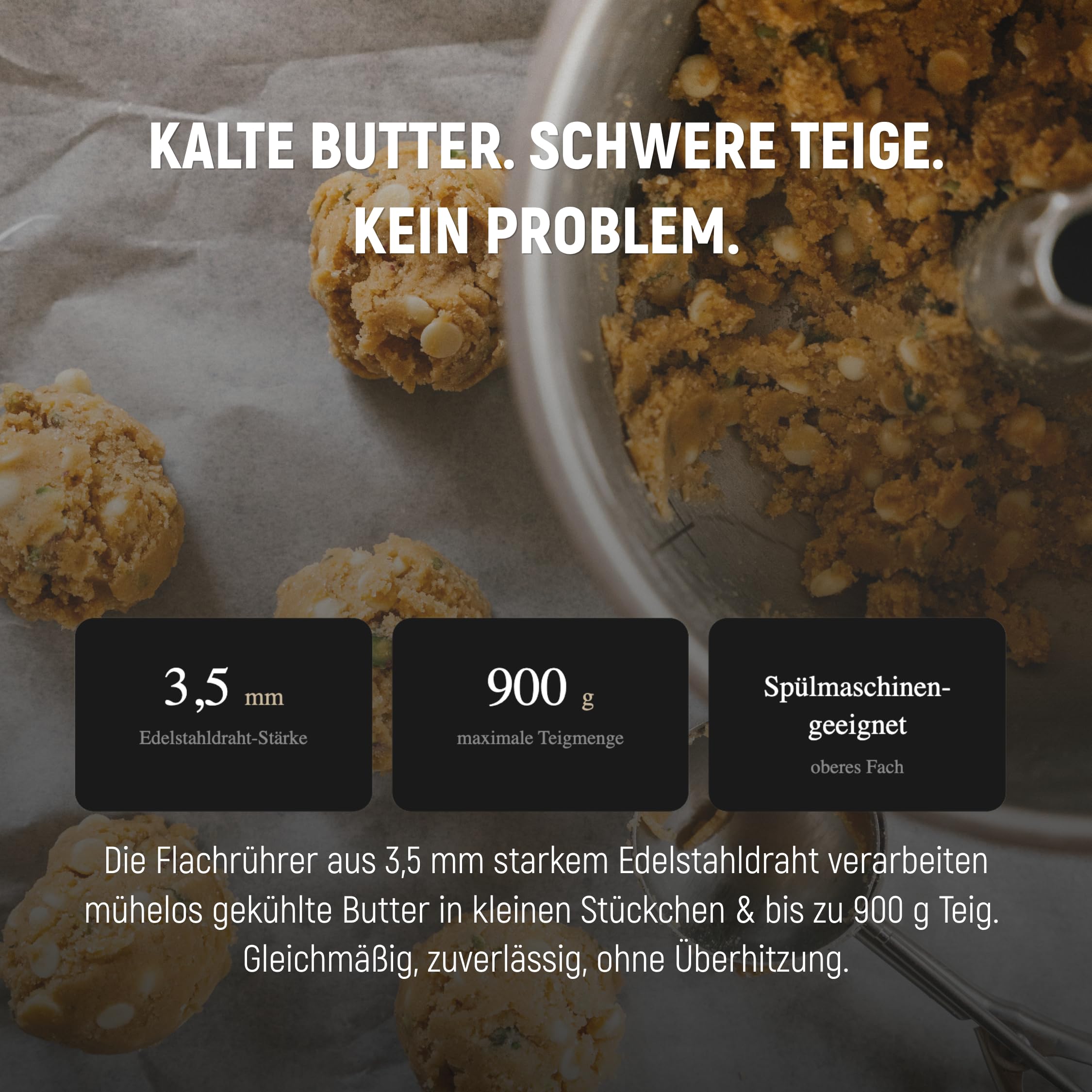Ankarsrum Premium Rührbesen-Set mit 3,5 l Edelstahlschüssel | Schneebesen & Flachrührer aus Edelstahl, für Sahne, Eischnee, Baiser, Keksteig & Buttercreme, made in Sweden