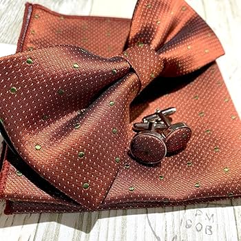 Amazon.co.jp: 蝶ネクタイ (ブラウン&ドット柄) テラコッタ 結婚式高級