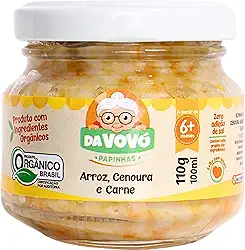 Da Vovó, Papinha Infantil, Linha +6, Orgânica, Sabor Arroz, Cenoura e Carne, 100ml