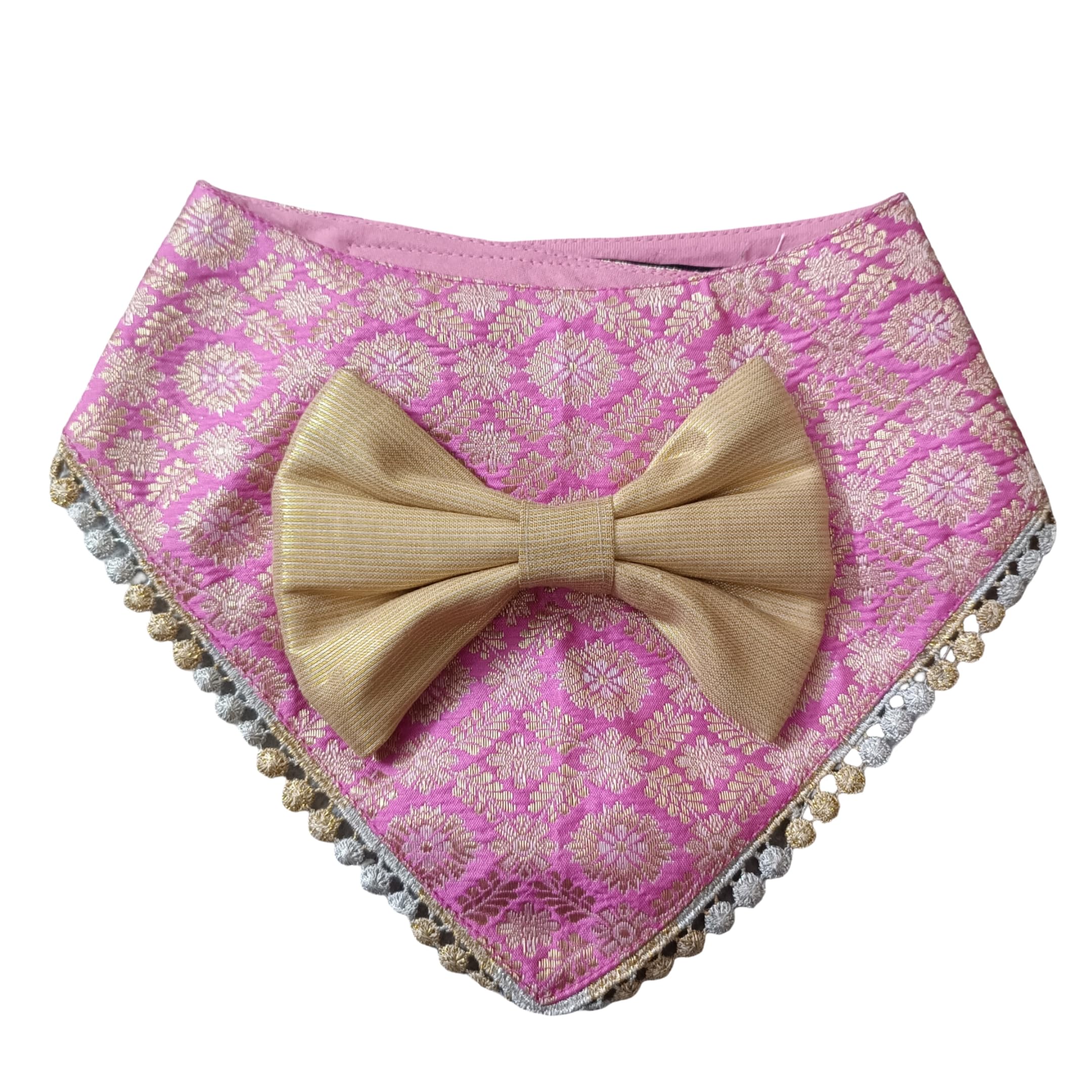 All For Fur Dog Tuxedo Bandana | Adjustable Velcro Closure | Luxury Dog Accessories | Tux Bandana with Bow Tie for Small (S) Dogs | Pink Ethnic Tux (B0D12RX78Z) Amazon Price History, Amazon Price Tracker